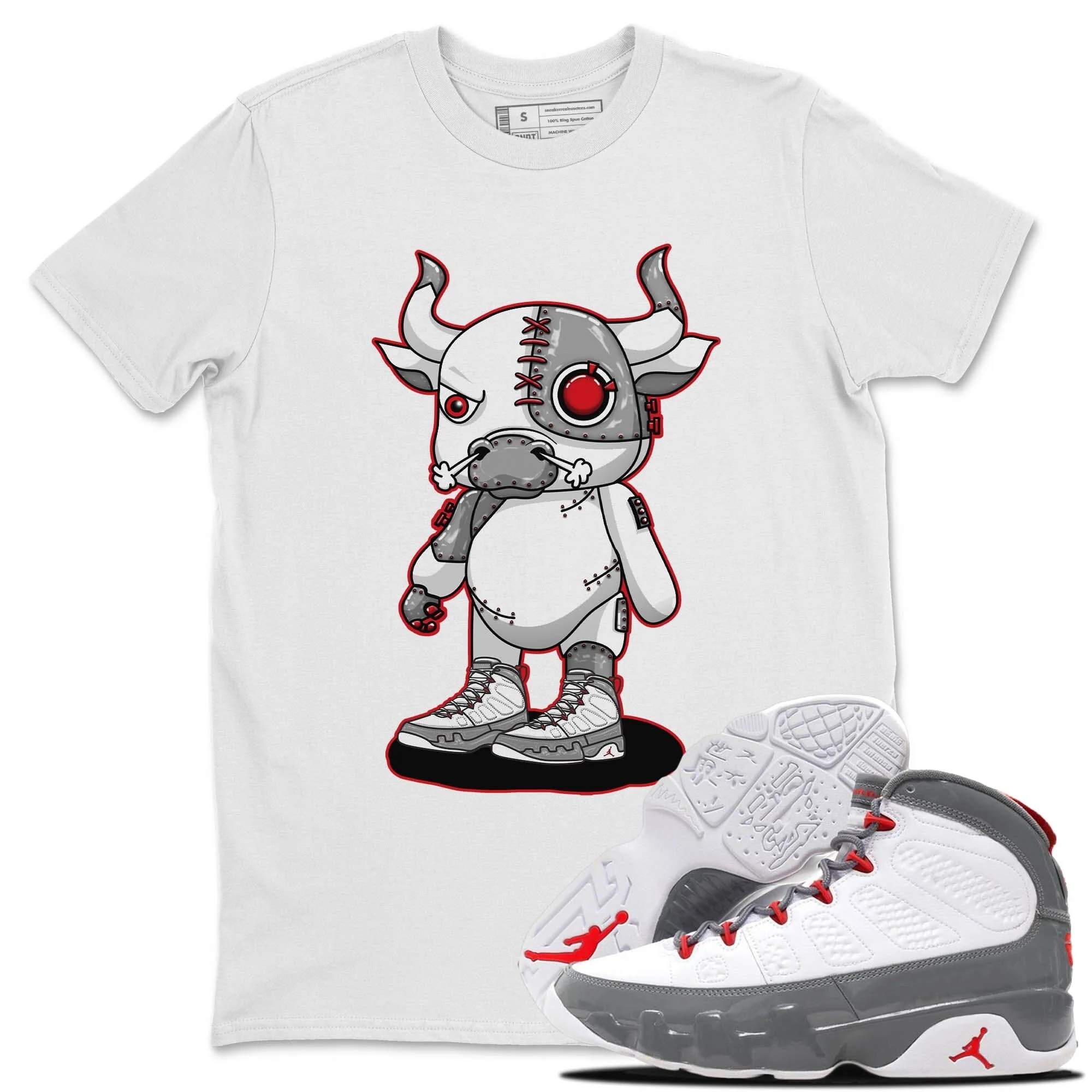 Cyborg Bull Unisex Tops - Air Jordan 9 Fire Red