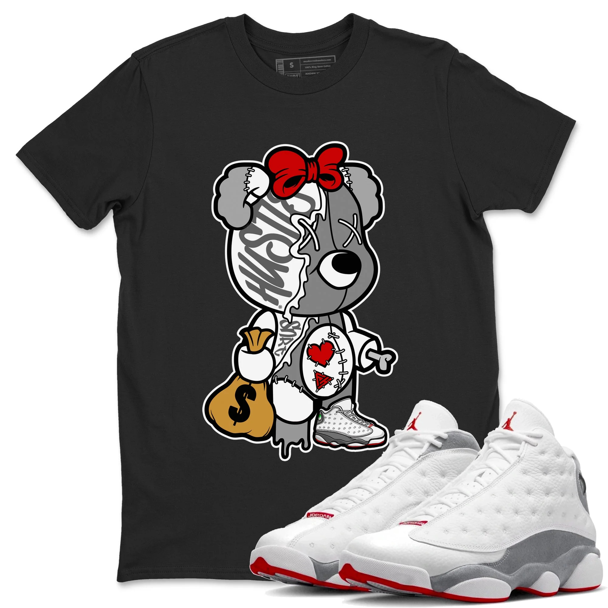 Stitched Hustle Bear Unisex Tops - Air Jordan 13 Wolf Grey