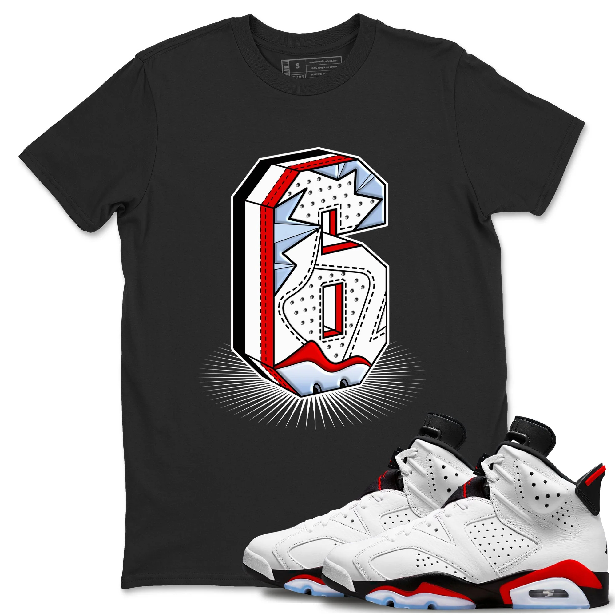 Number Statue Sneaker Tees - Air Jordan 6 Fire Red