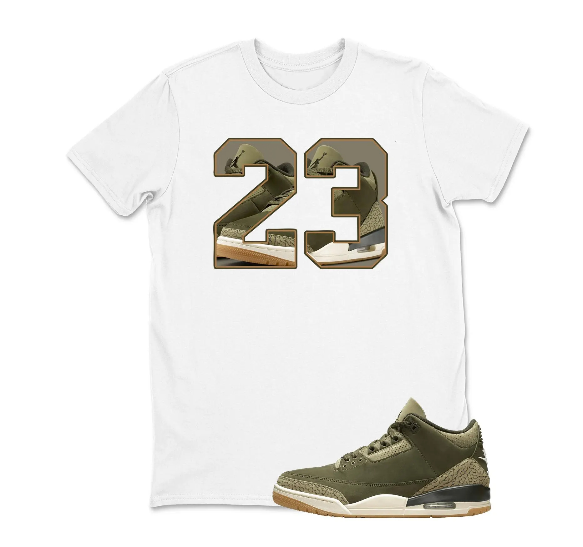 Shirt To Match Jordan 3 Olive, Jordan 3 Family Affair Medium Olive Matching Sneaker Tee Shirt, Sneaker Graphic Tee, Sneaker Match, AJ3s