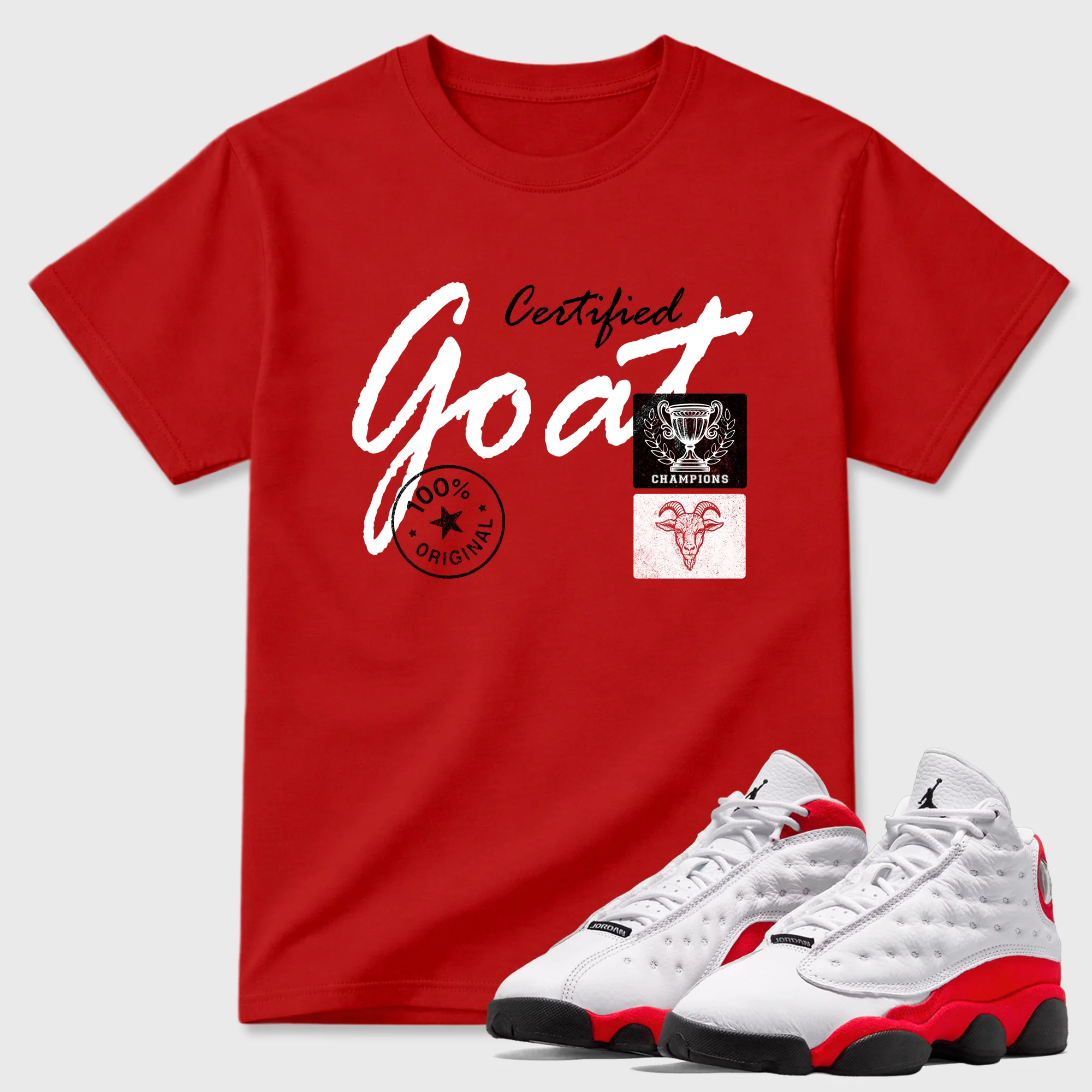 Certified Goat Sneaker Tees - Air Jordan 13 University Red