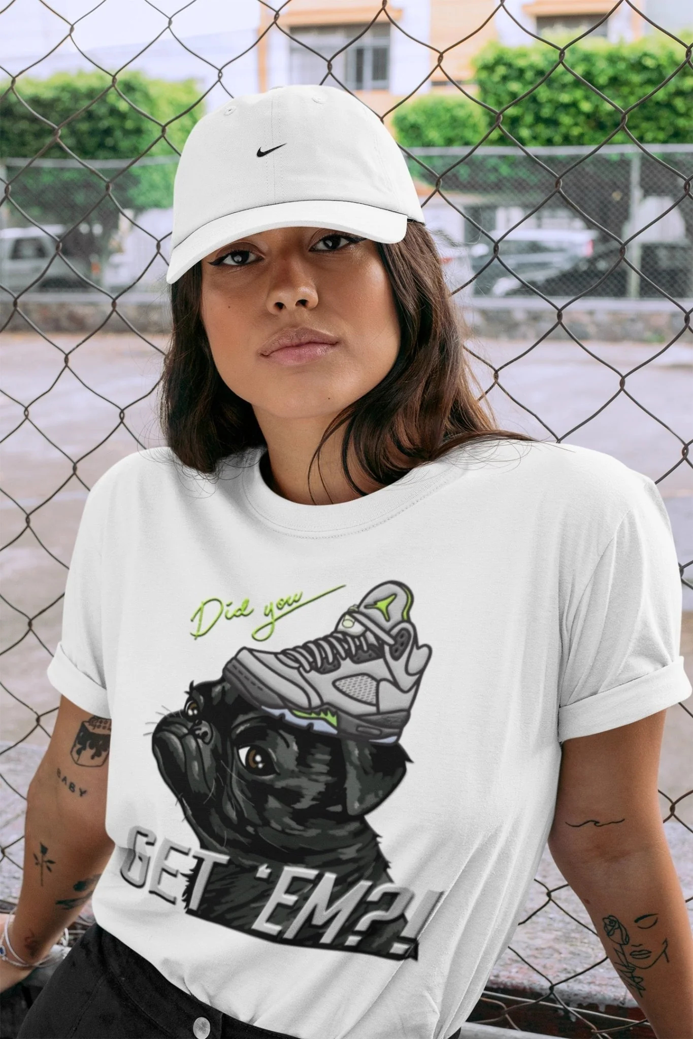 Pug Get Em Unisex Tops - Air Jordan 5 Green Bean