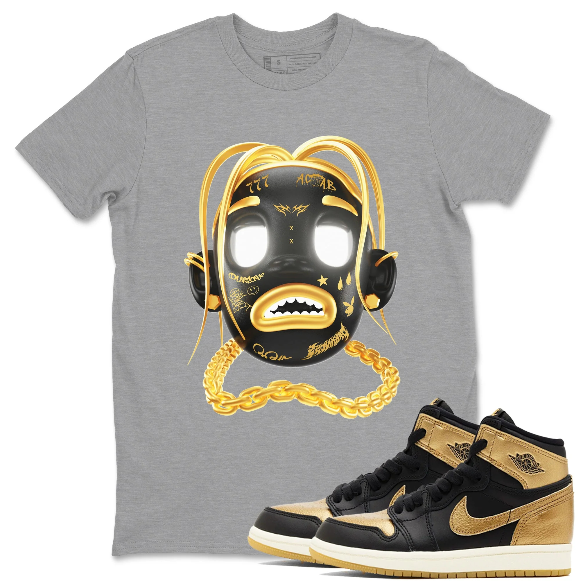 Goosebumps Boy Sneaker Tees - Air Jordan 1 Black Metallic Gold