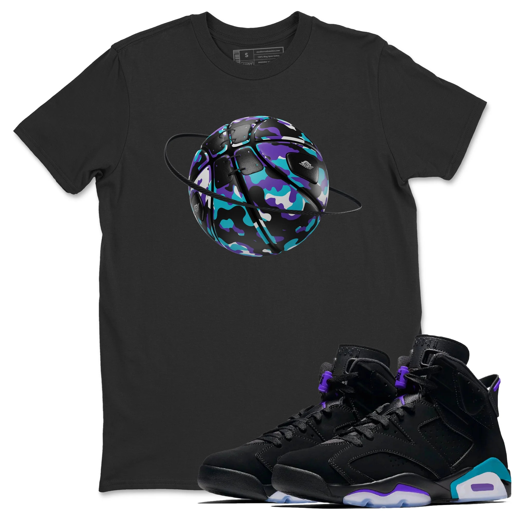 Camo Basketball Planet SNRT Sneaker Tee - Air Jordan 6 Aqua