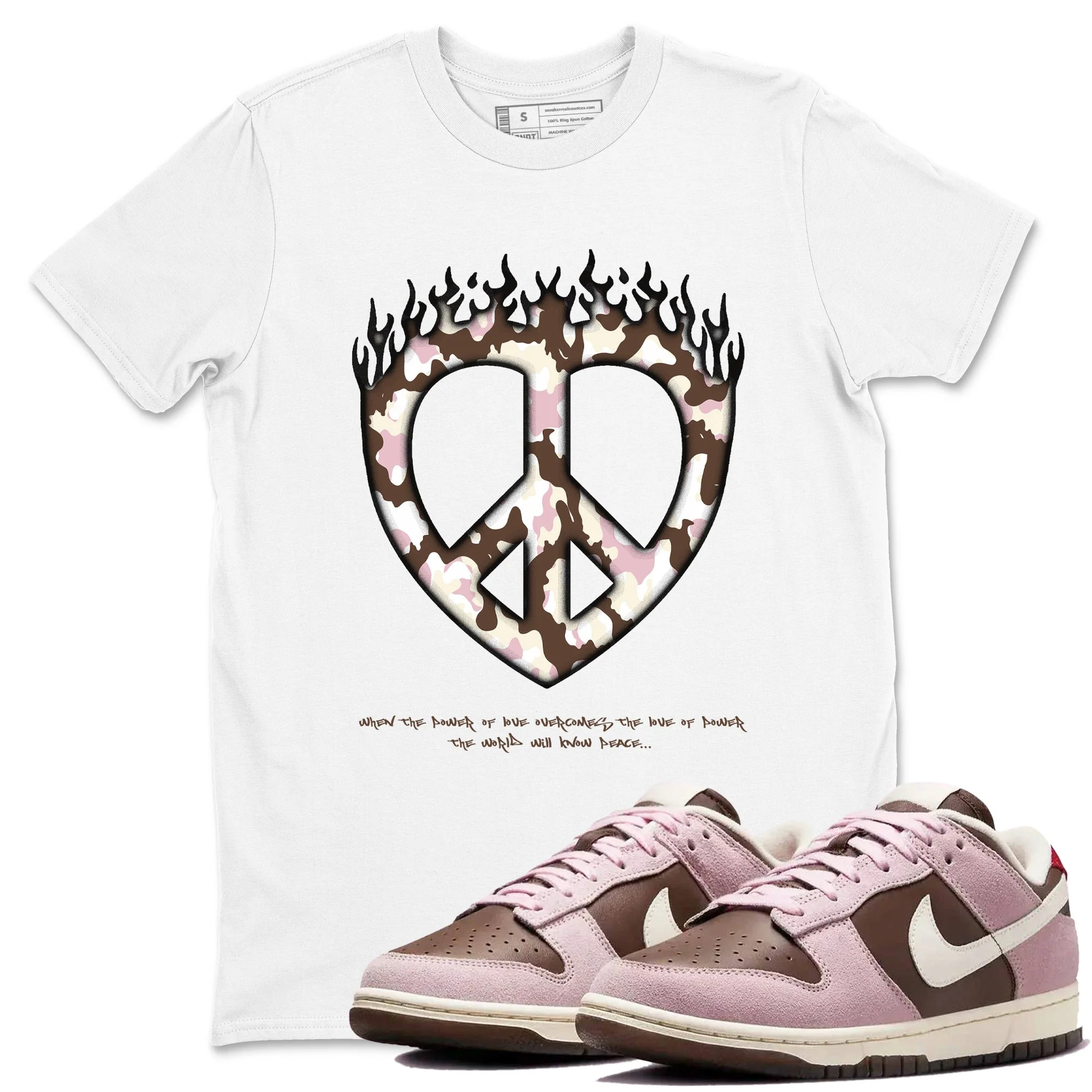 Love Peace Sneaker Tees - Dunk Cacao Wow And Pink Foam