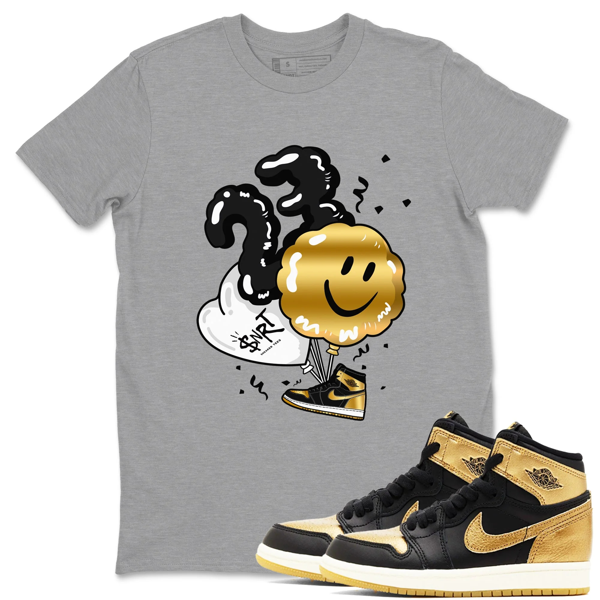 Balloon Sneaker Tees - Air Jordan 1 Black Metallic Gold