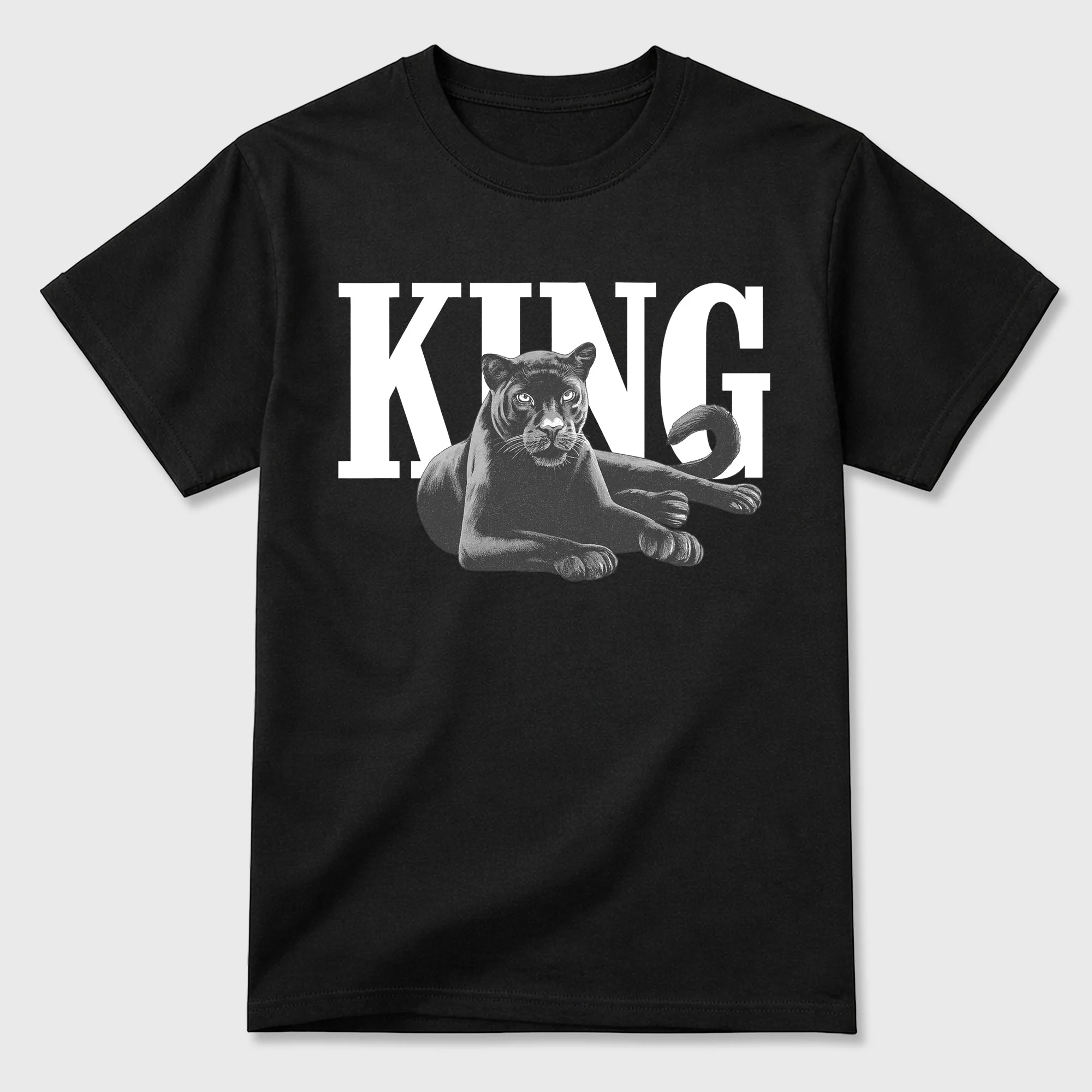 King Black Cat Sneaker Tees - Air Jordan 5 Wolf Grey