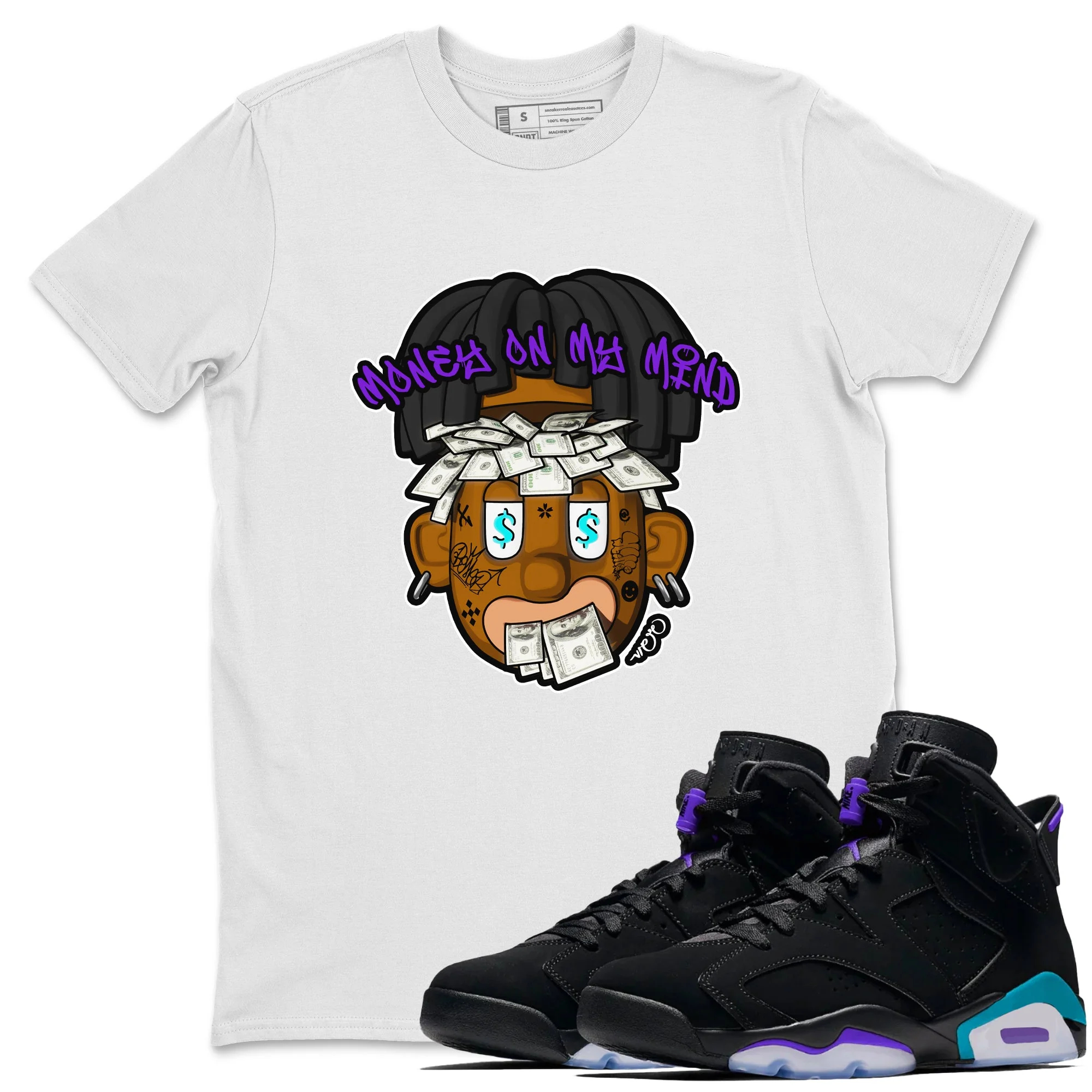 Money On My Mind Sneaker Tee - Air Jordan 6 Aqua