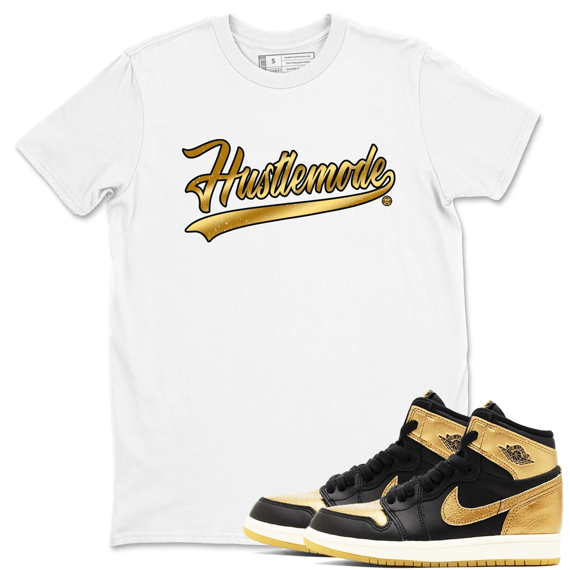 Hustle Mode Sneaker Tees - Air Jordan 1 Black Metallic Gold