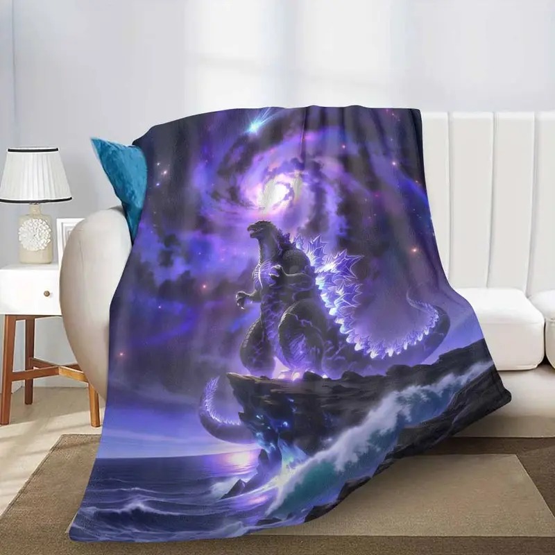 Fantasy Cosmic Dragon Nebula Print Flannel Throw Blanket Ultra Soft Wrinkle Resistant Holiday Gift