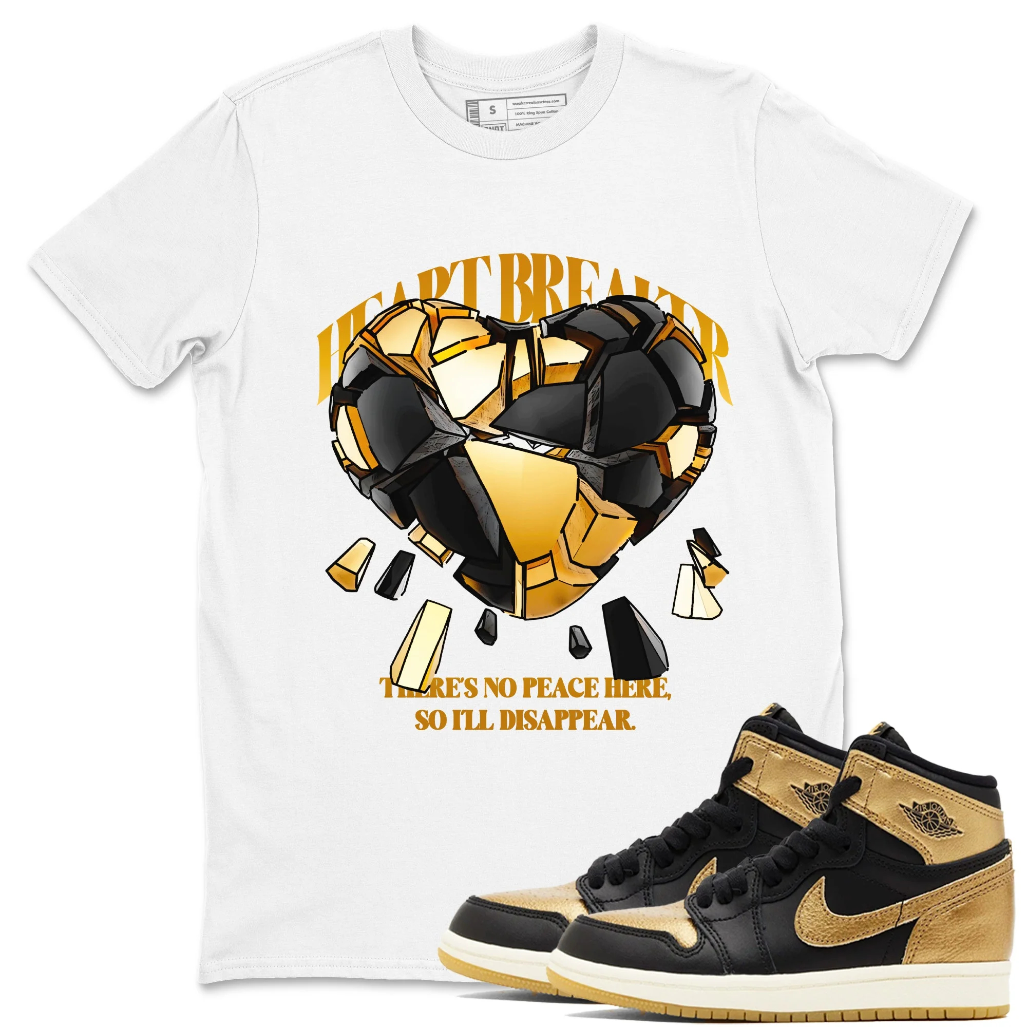 Heart Breaker Sneaker Tees - Air Jordan 1 Black Metallic Gold