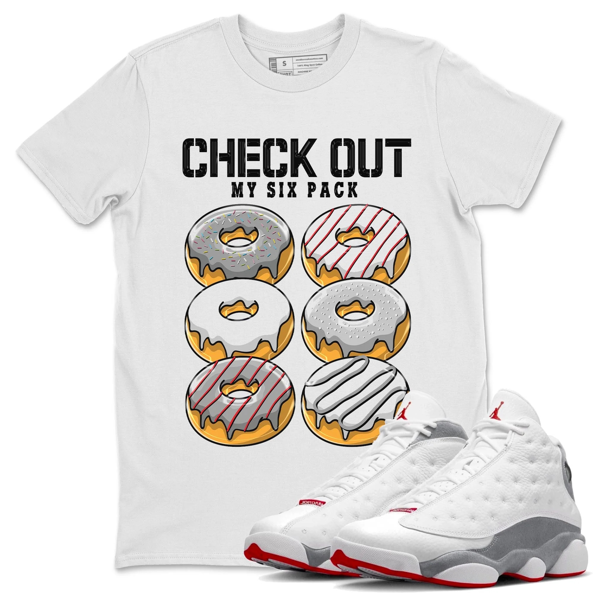 Check Out My Six Pack Unisex Tops - Air Jordan 13 Wolf Grey