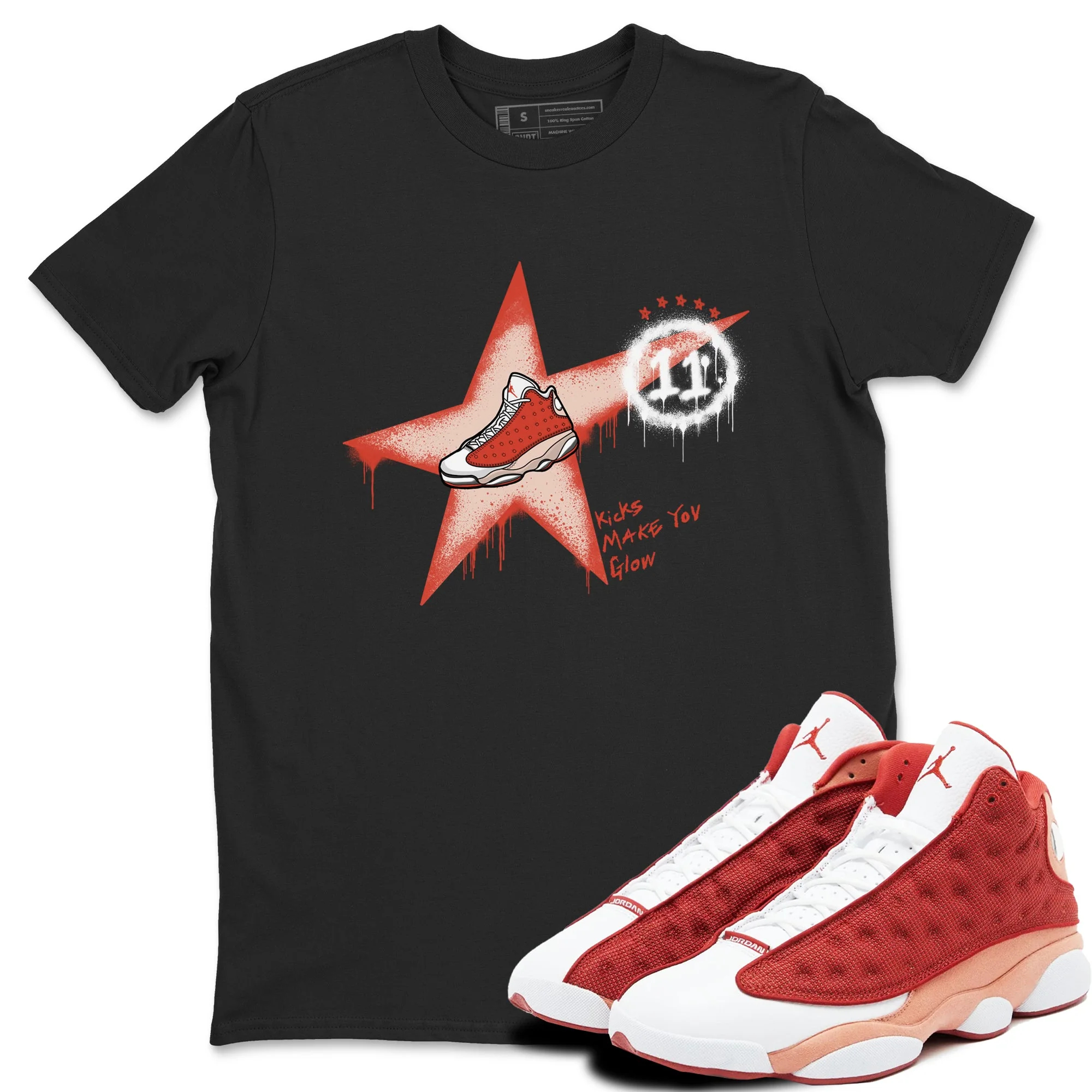 Kicks Make You Glow Sneaker Tees - Air Jordan 13 Dune Red