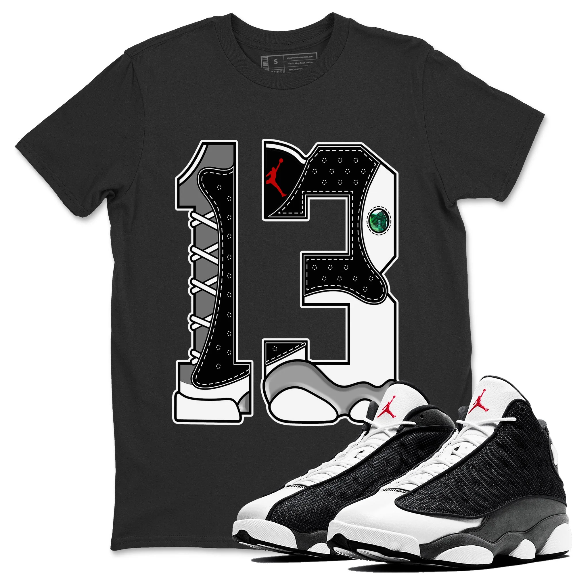 Number 13 Unisex Tops - Air Jordan 13 Black Flint