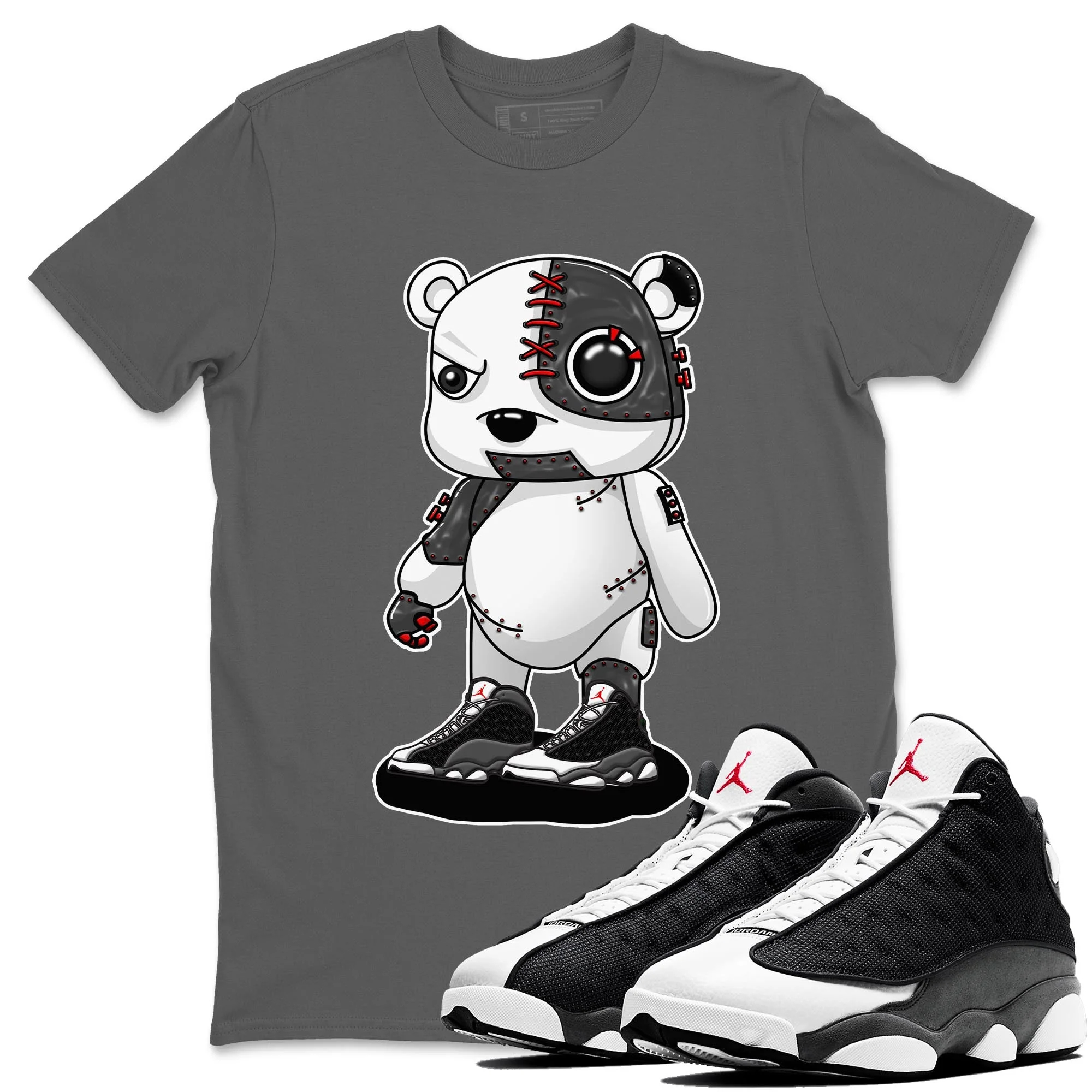 Cyborg Bear Unisex Tops - Air Jordan 13 Black Flint