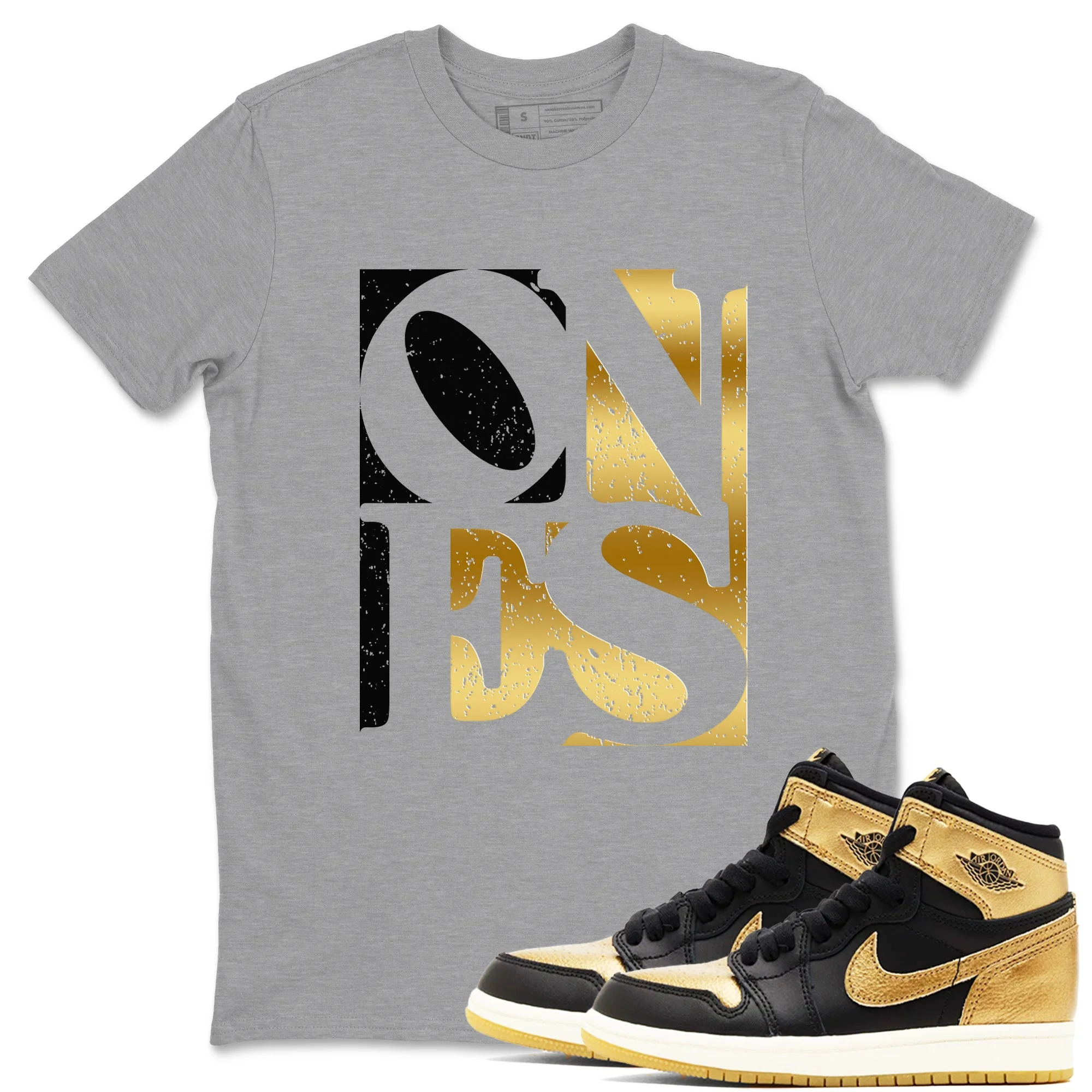 Ones Sneaker Tees - Air Jordan 1 Black Metallic Gold