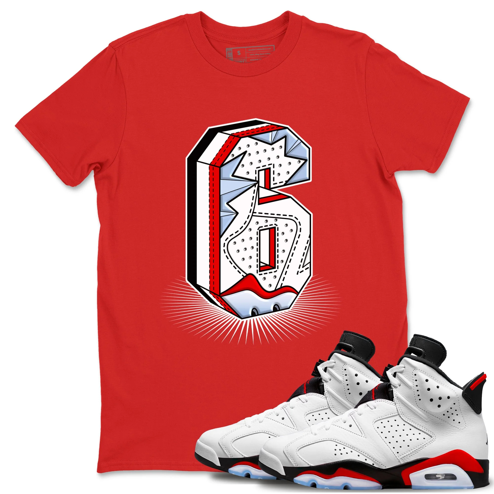 Number Statue Sneaker Tees - Air Jordan 6 Fire Red