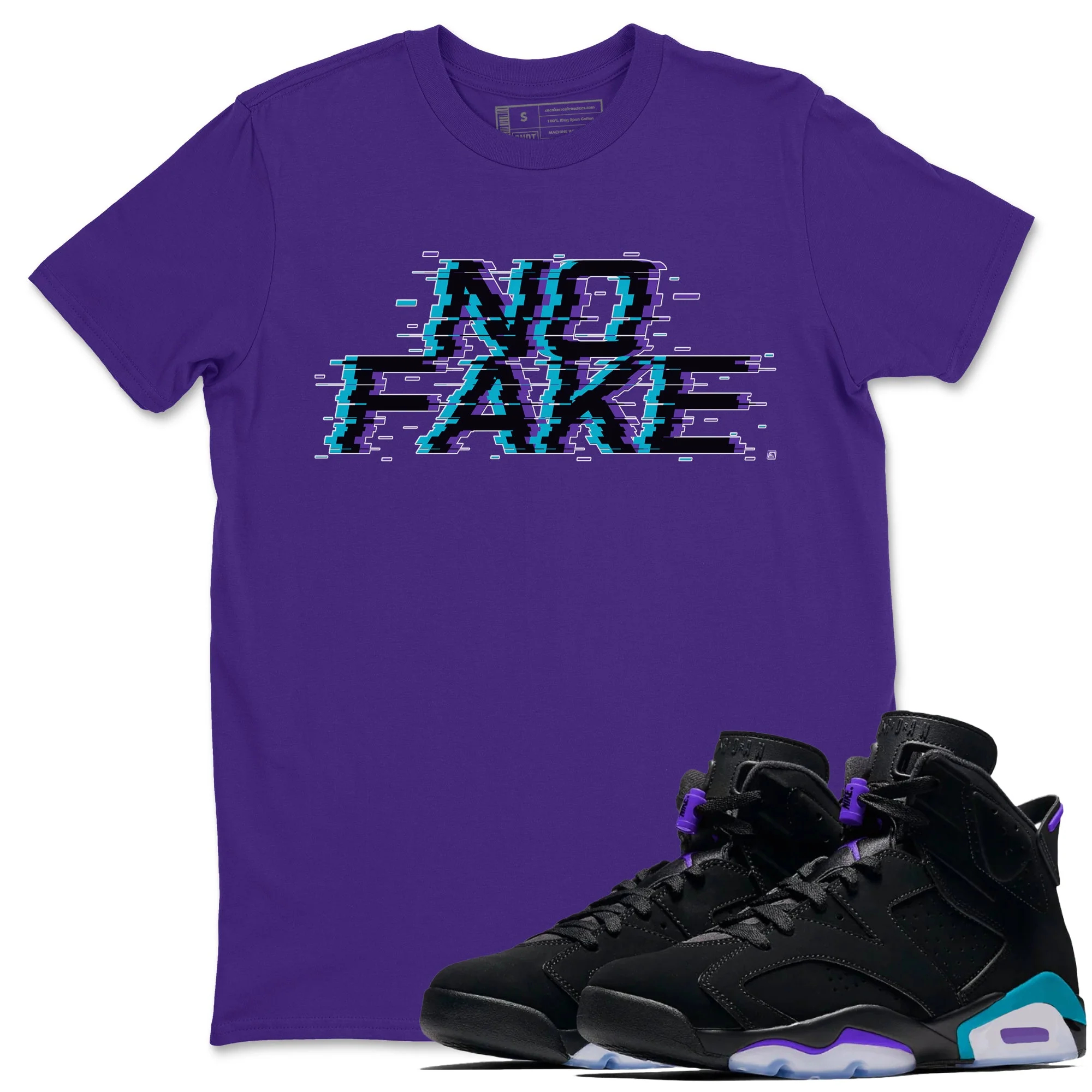 No Fake Glitch SNRT Sneaker Tee - Air Jordan 6 Aqua