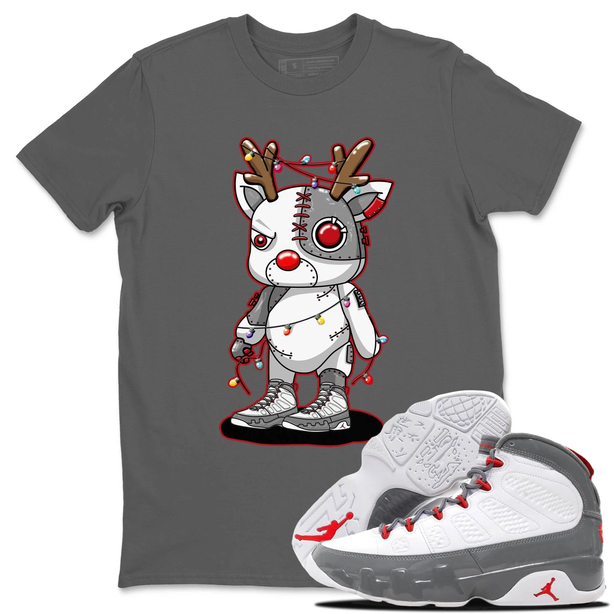 Cyborg Reindeer Unisex Tops - Air Jordan 9 Fire Red