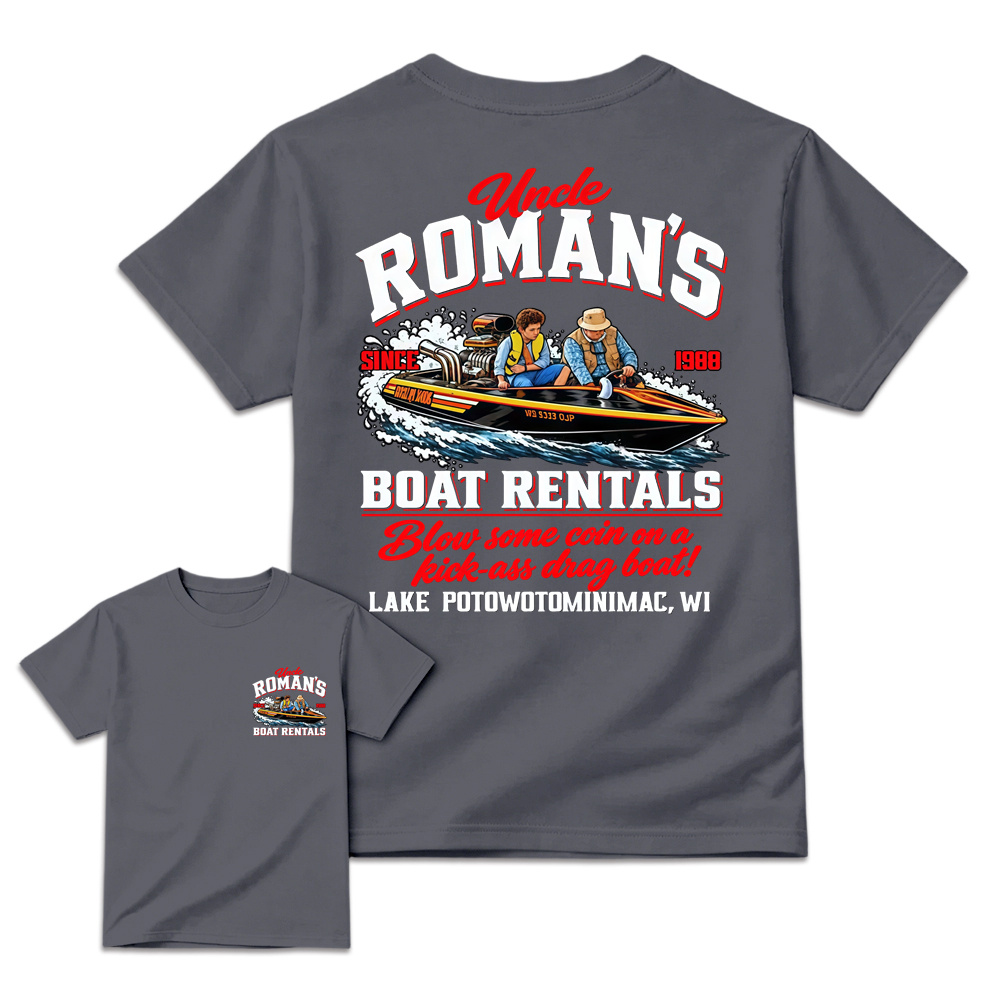 Uncl3 R0m4n's Boat Rentals T-Shirt, 1988 Retro Comedy Graphic Tee