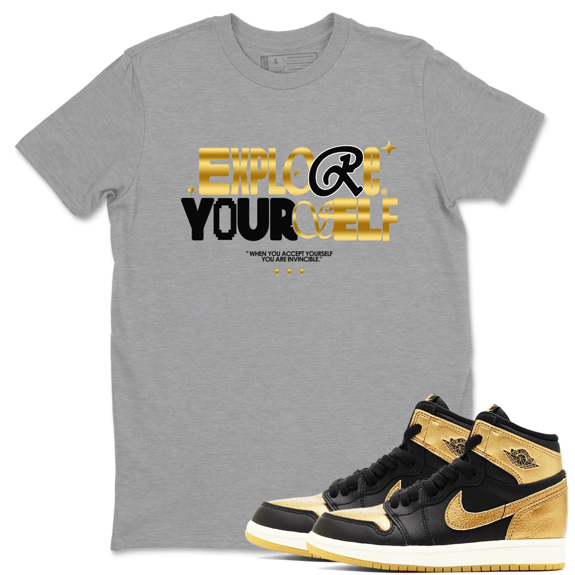 Explore Yourself Sneaker Tees - Air Jordan 1 Black Metallic Gold