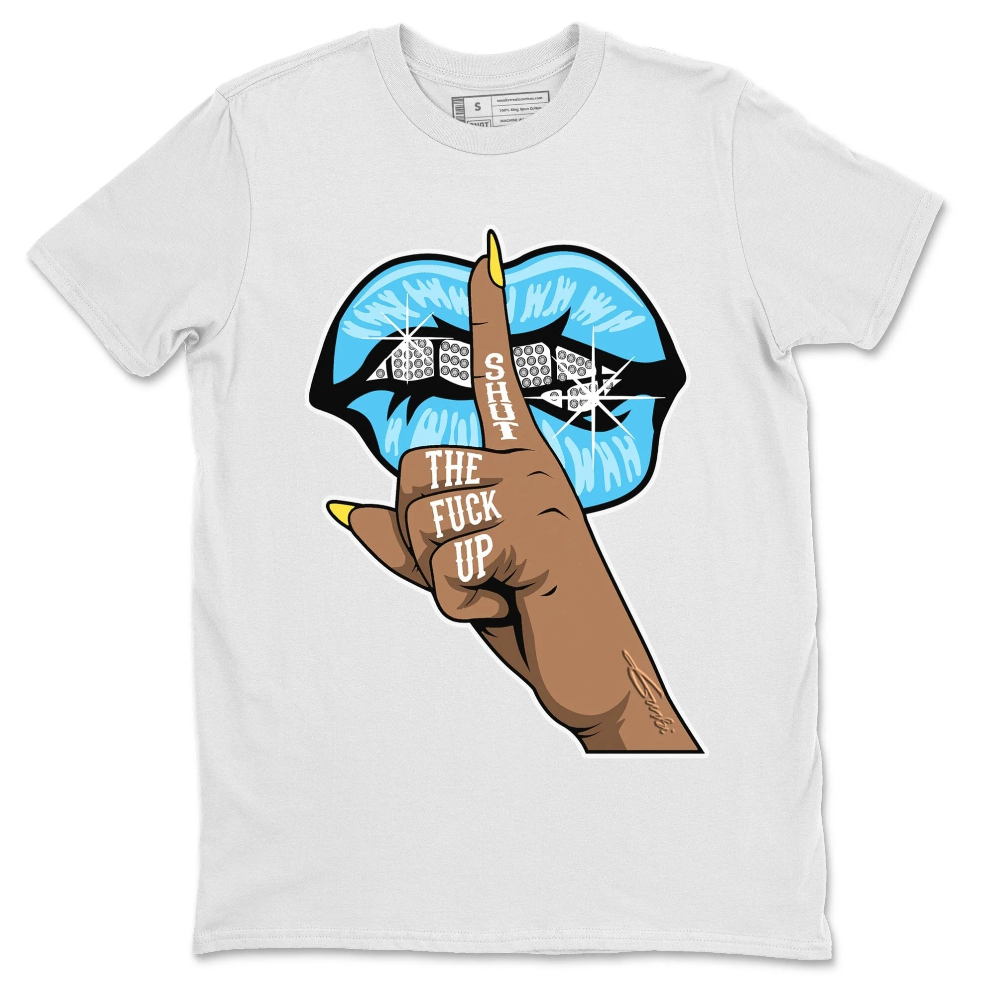 Lips Hand Unisex Tops - Dunk Blue Chill