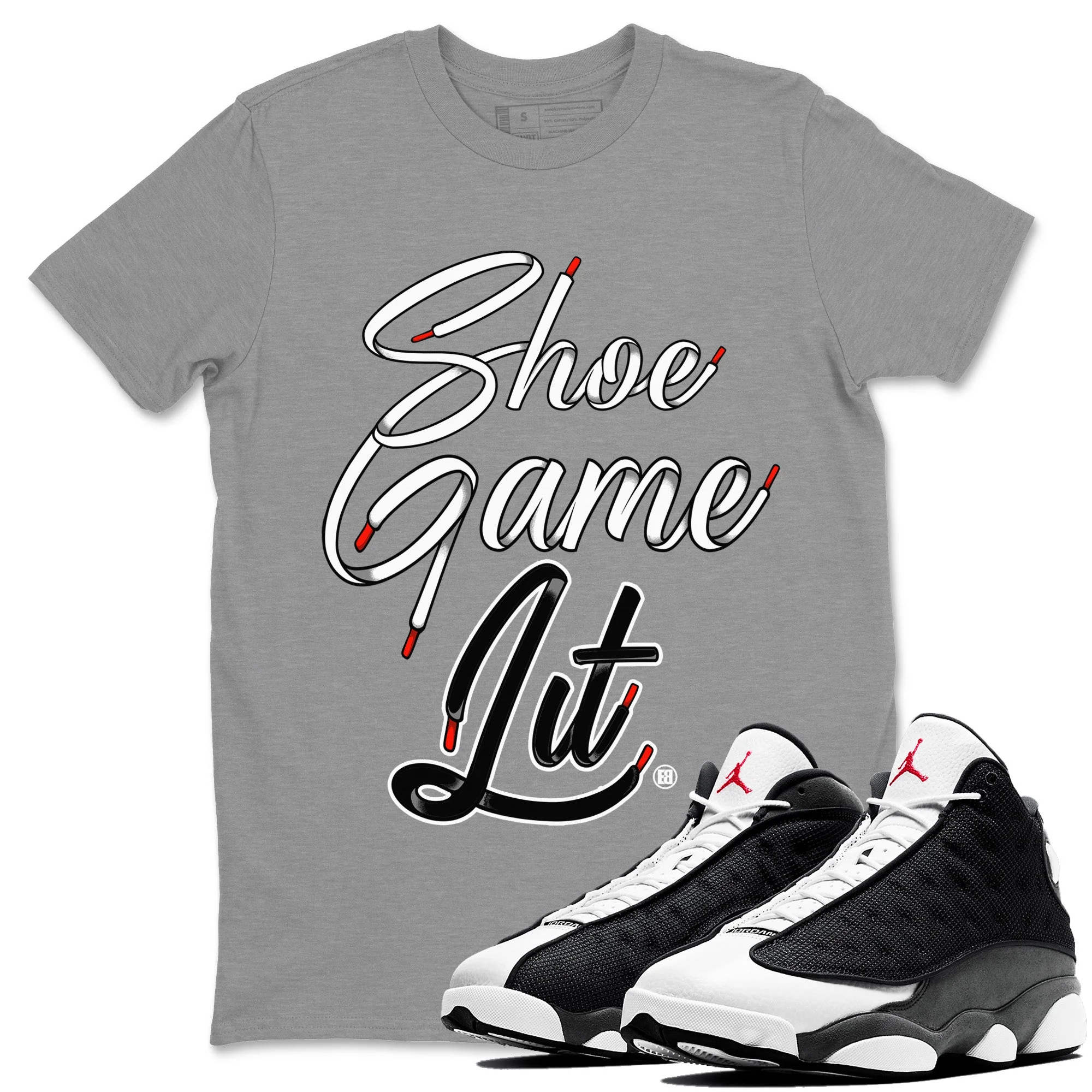 Shoe Game Lit Shoe Lace Unisex Tops - Air Jordan 13 Black Flint