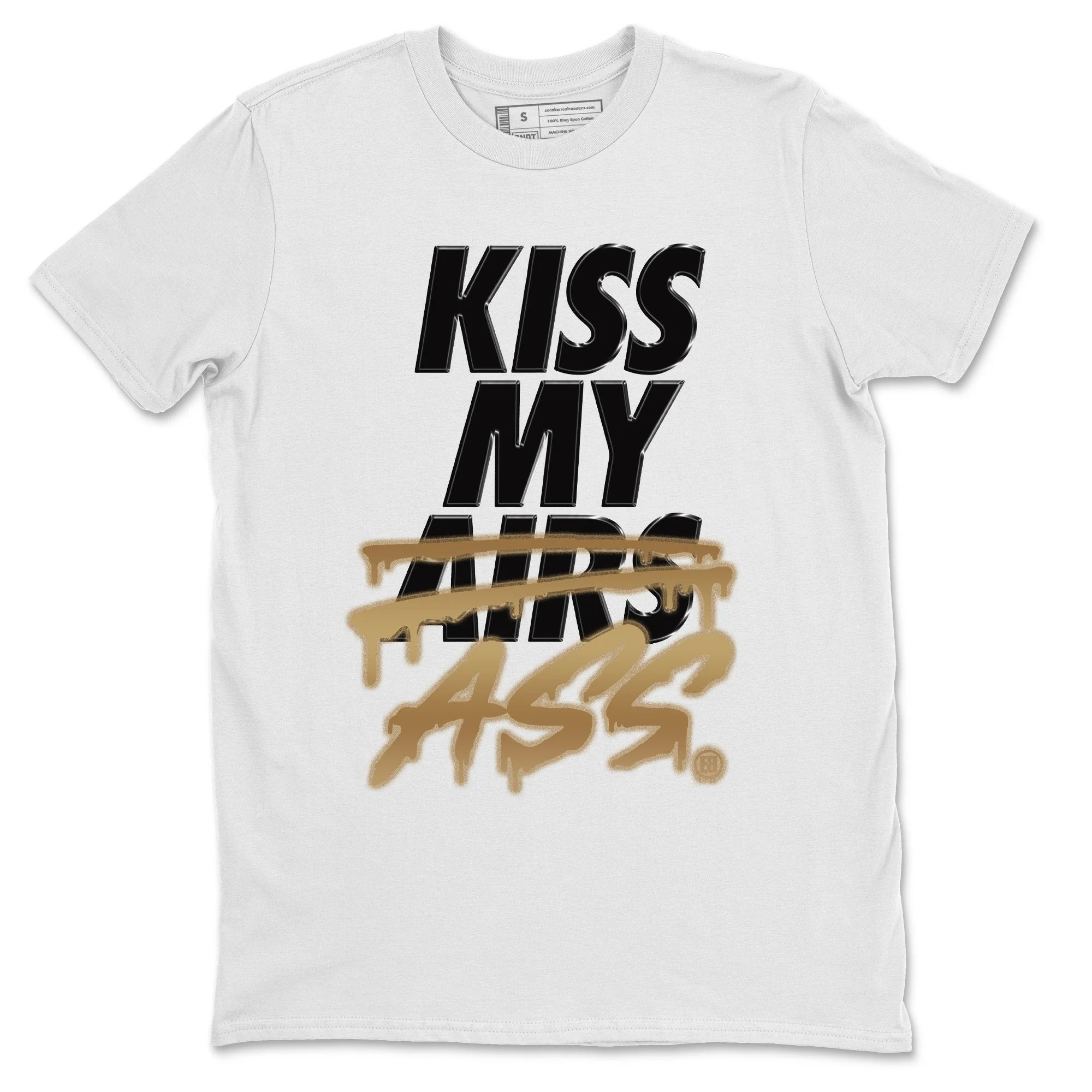Kiss My Ass Unisex Tops - Air Jordan 1 Black Metallic Gold