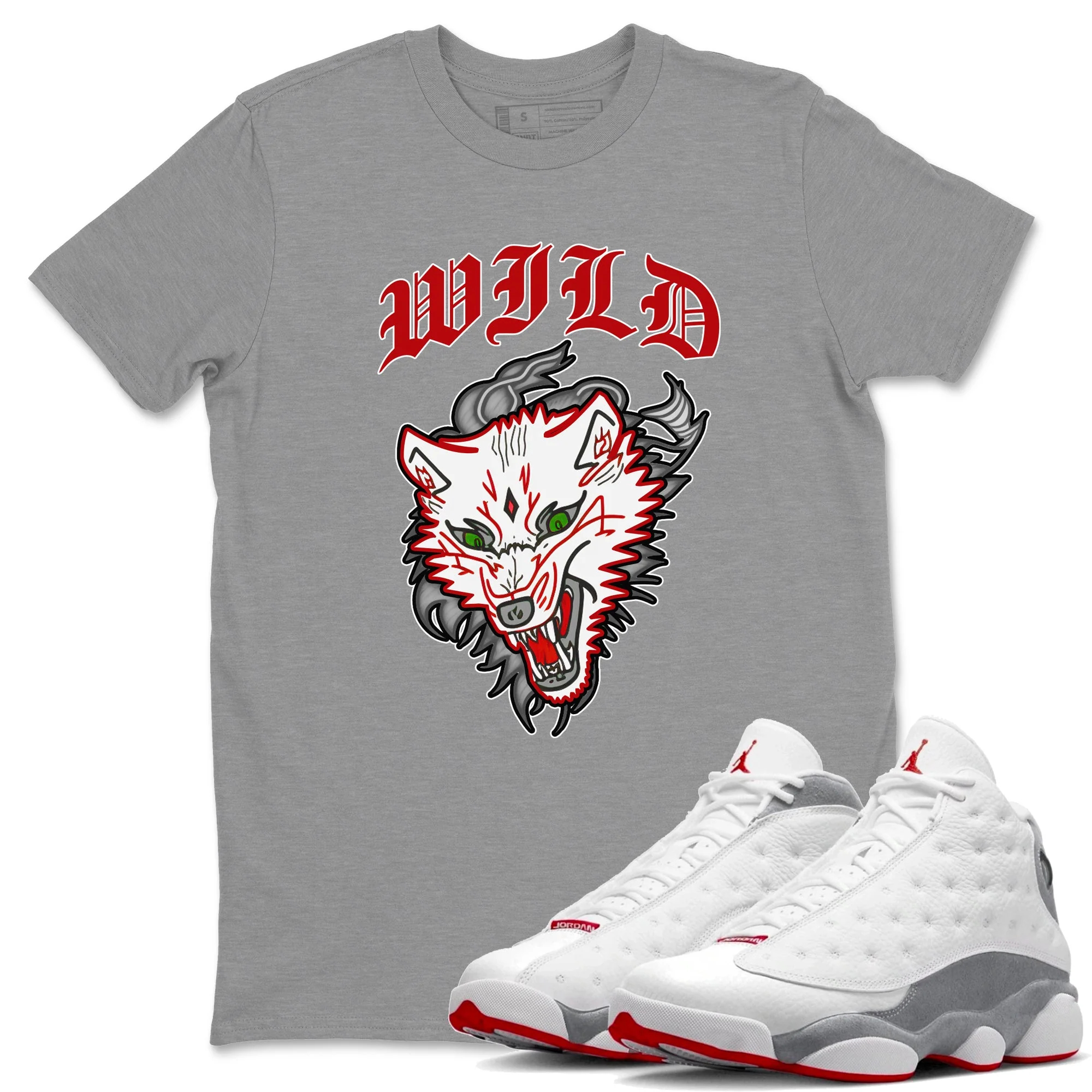 Wild Animal Unisex Tops - Air Jordan 13 Wolf Grey