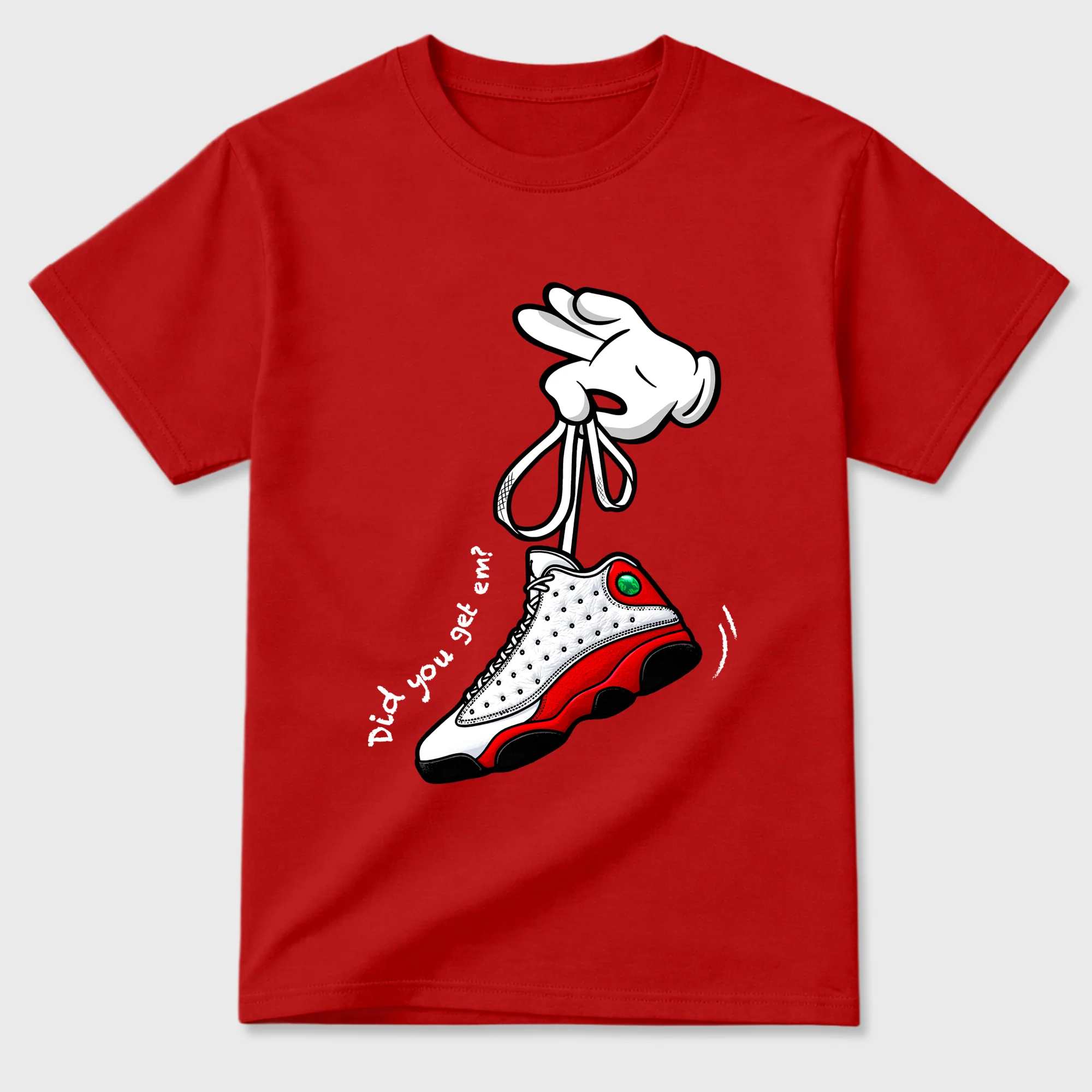 Cartoon Hands Sneaker Tees - Air Jordan 13 University Red