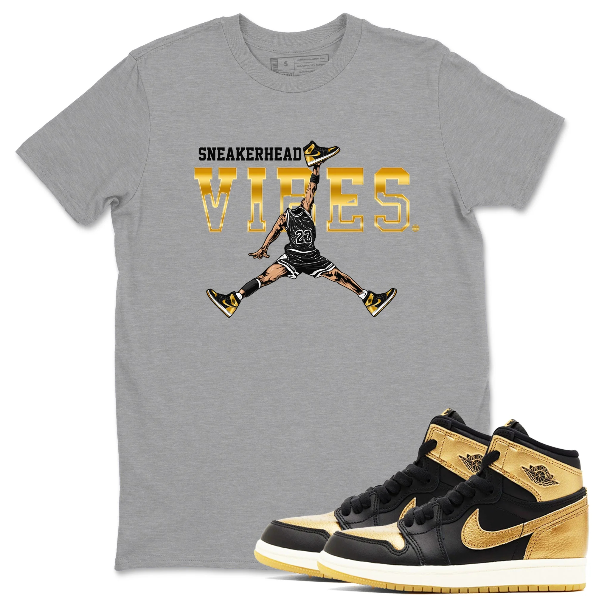 Sneakerhead Vibes Sneaker Tees - Air Jordan 1 Black Metallic Gold