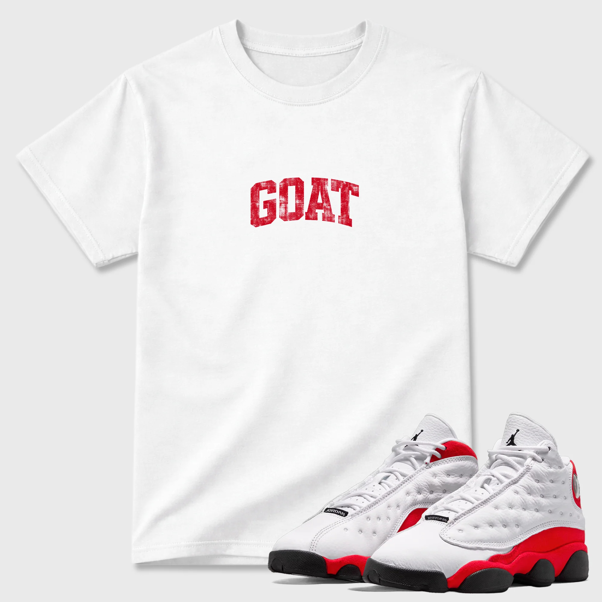 Vintage Goat Sneaker Tees - Air Jordan 13 University Red
