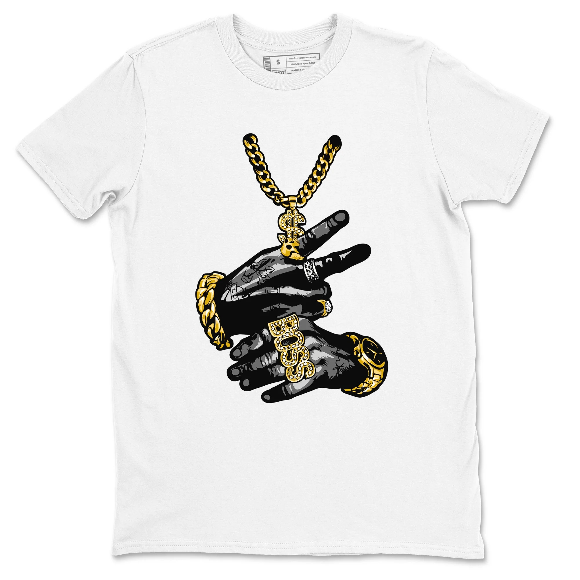 Tattoo Hands Sneaker Tees - Air Jordan 1 Black Metallic Gold