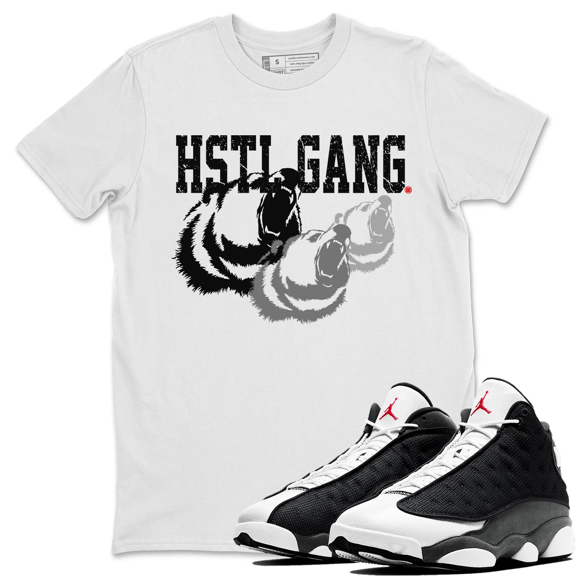 Hustle Gang Unisex Tops - Air Jordan 13 Black Flint