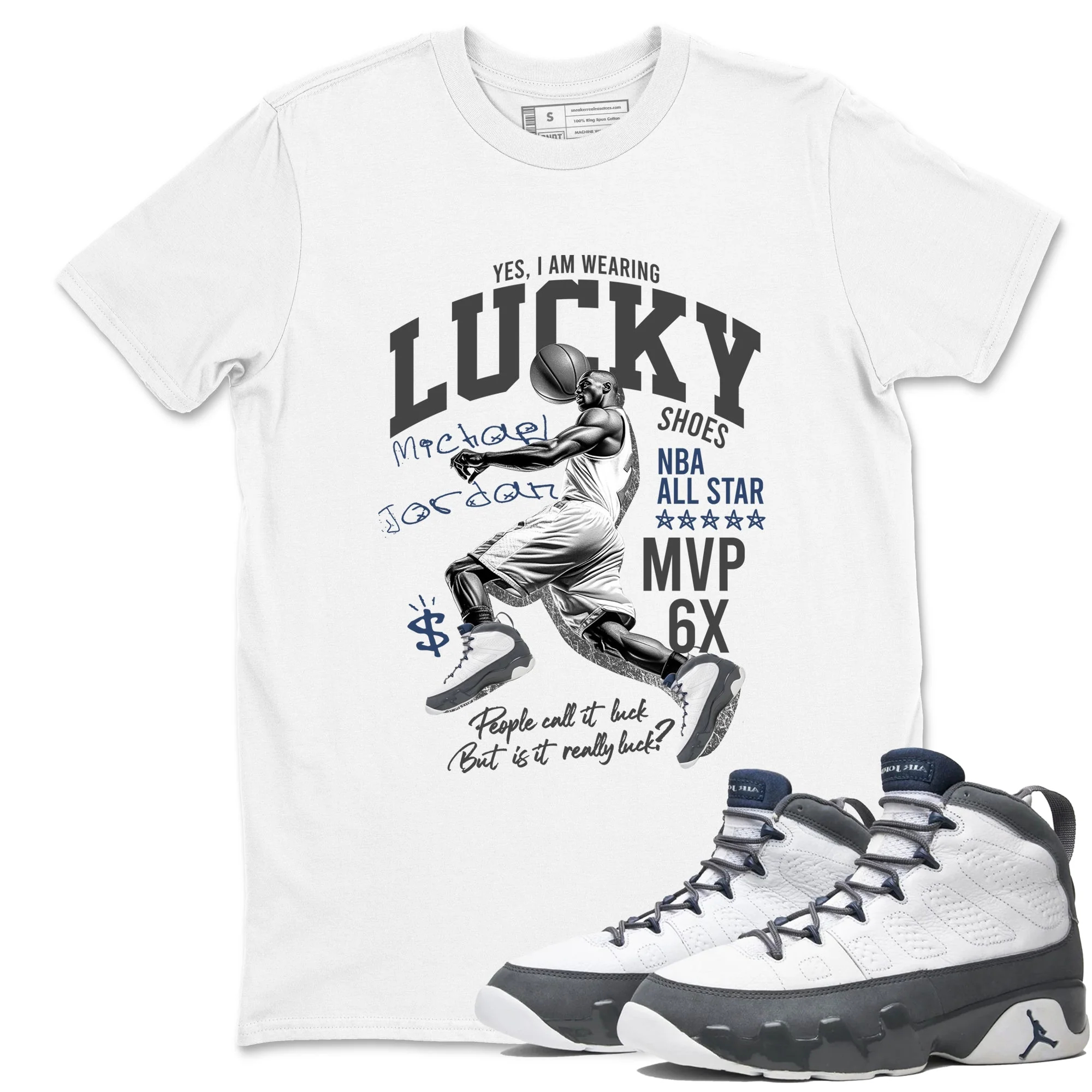 Lucky Player Sneaker Tees - Air Jordan 9 Flint Grey