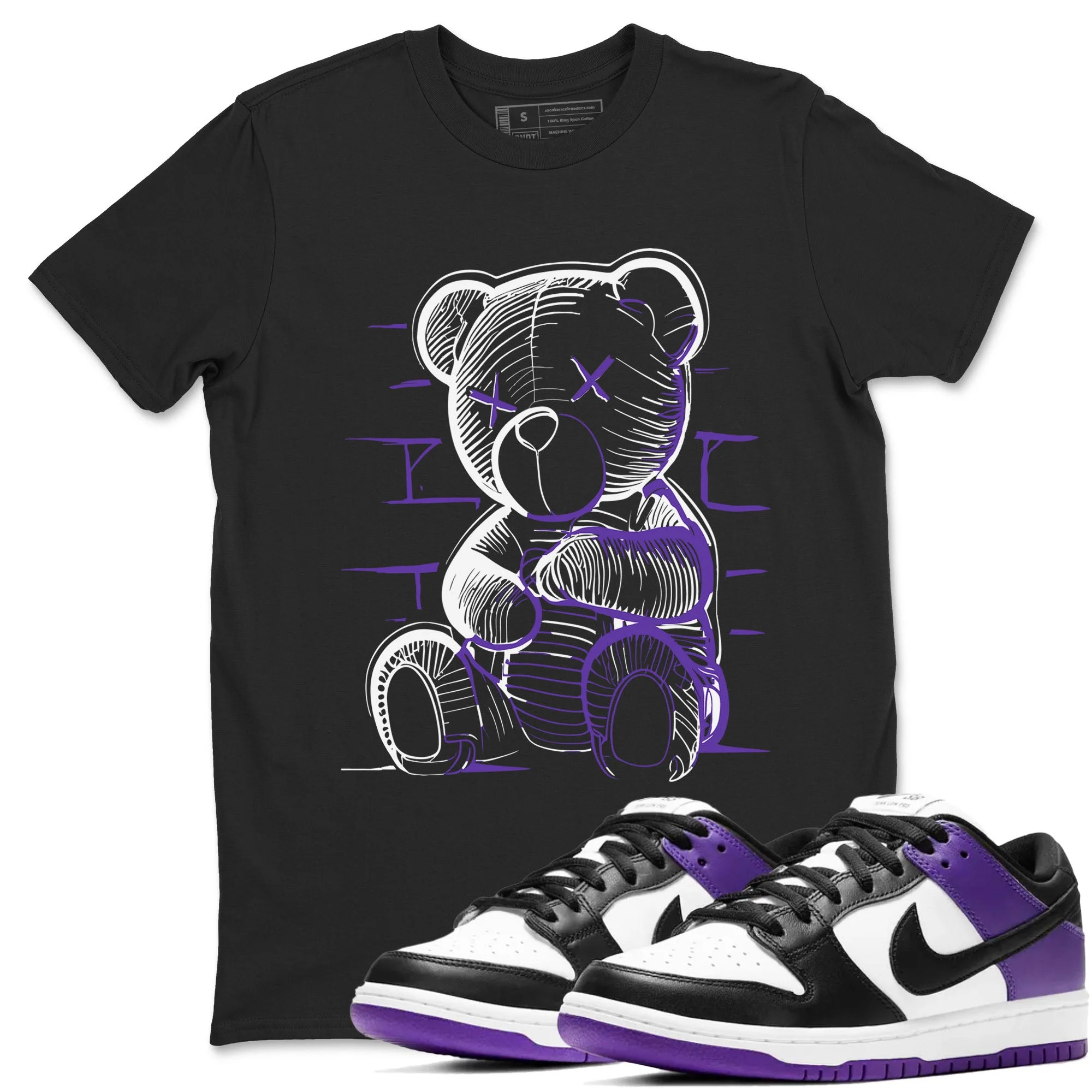 Neon Bear Sneaker Tees - Dunk Low Court Purple