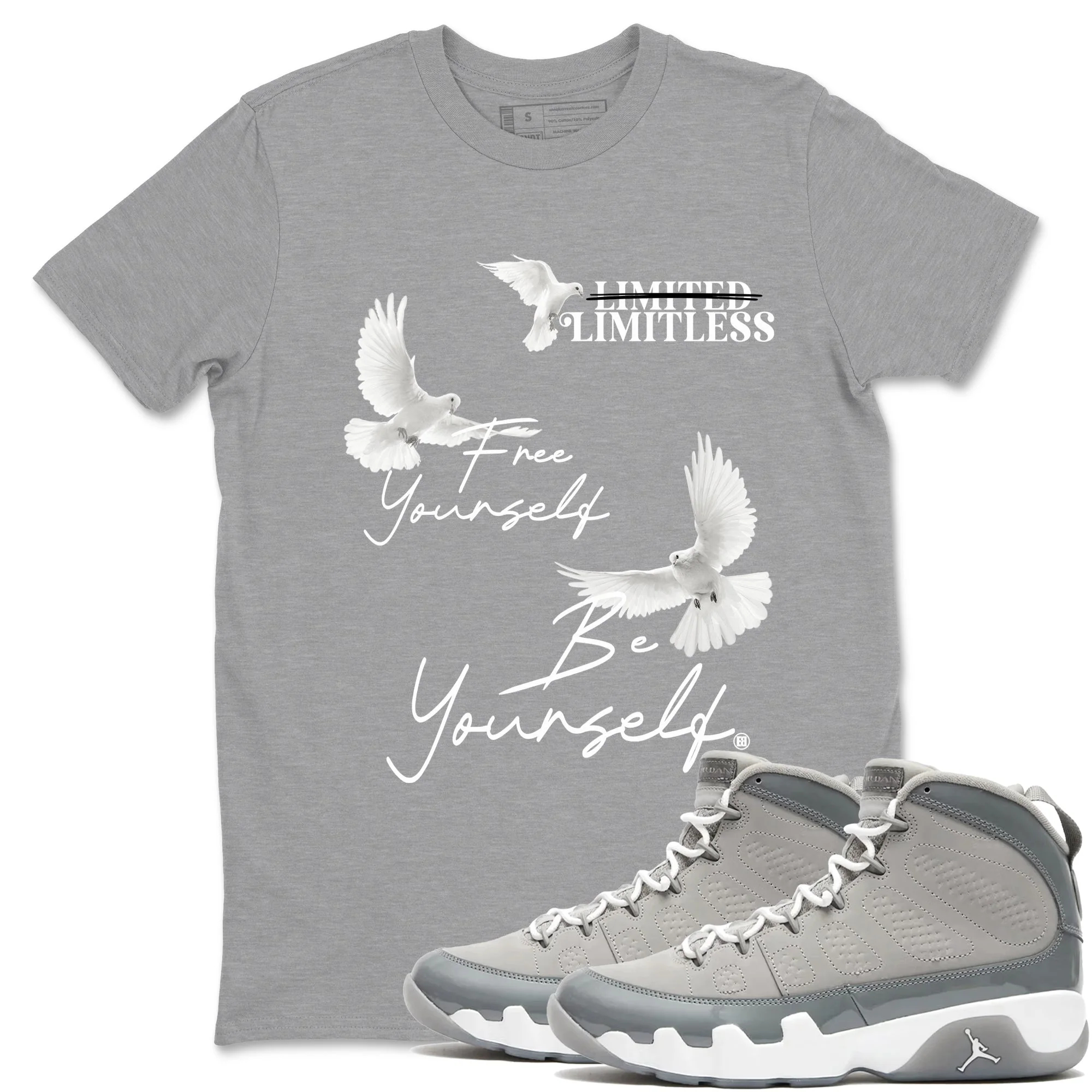 Free Yourself Be Yourself Sneaker Tees - Air Jordan 9 Cool Grey
