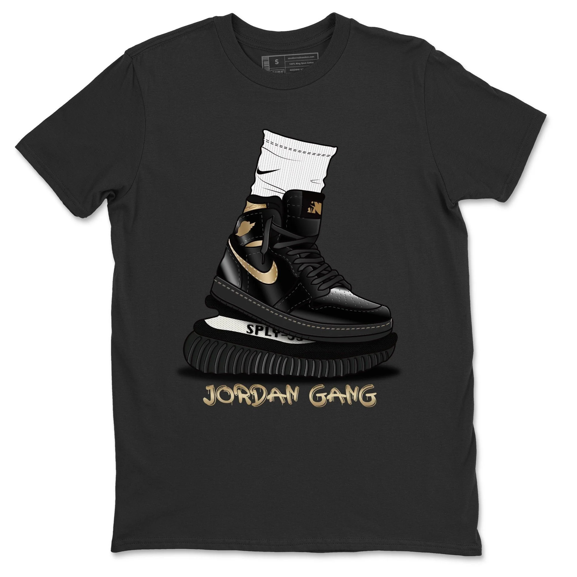 Air Jordan Gang Unisex Tops - Air Jordan 1 Black Metallic Gold