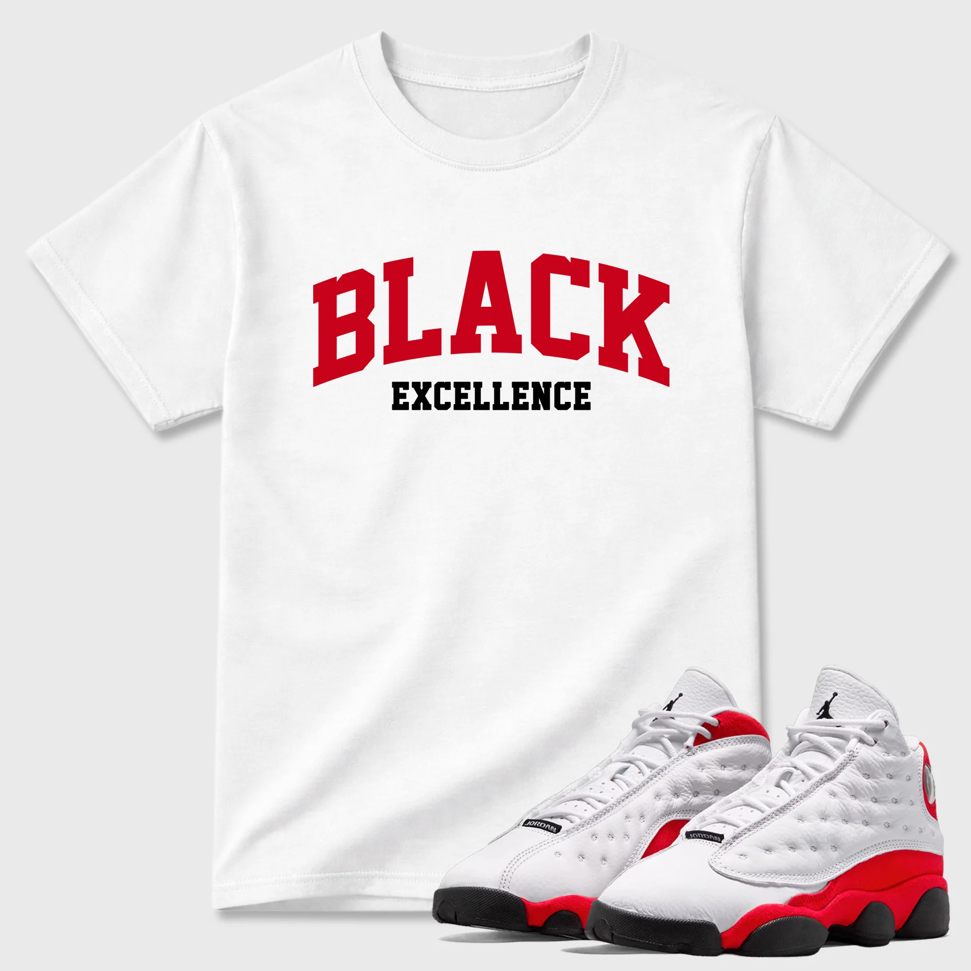 Varsity Black Excellence Sneaker Tees - Air Jordan 13 University Red