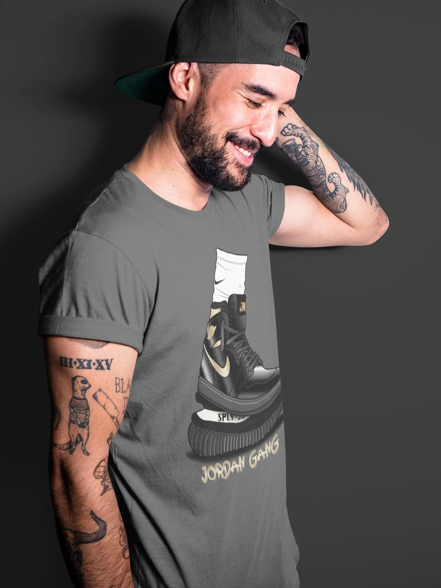 Air Jordan Gang Unisex Tops - Air Jordan 1 Black Metallic Gold