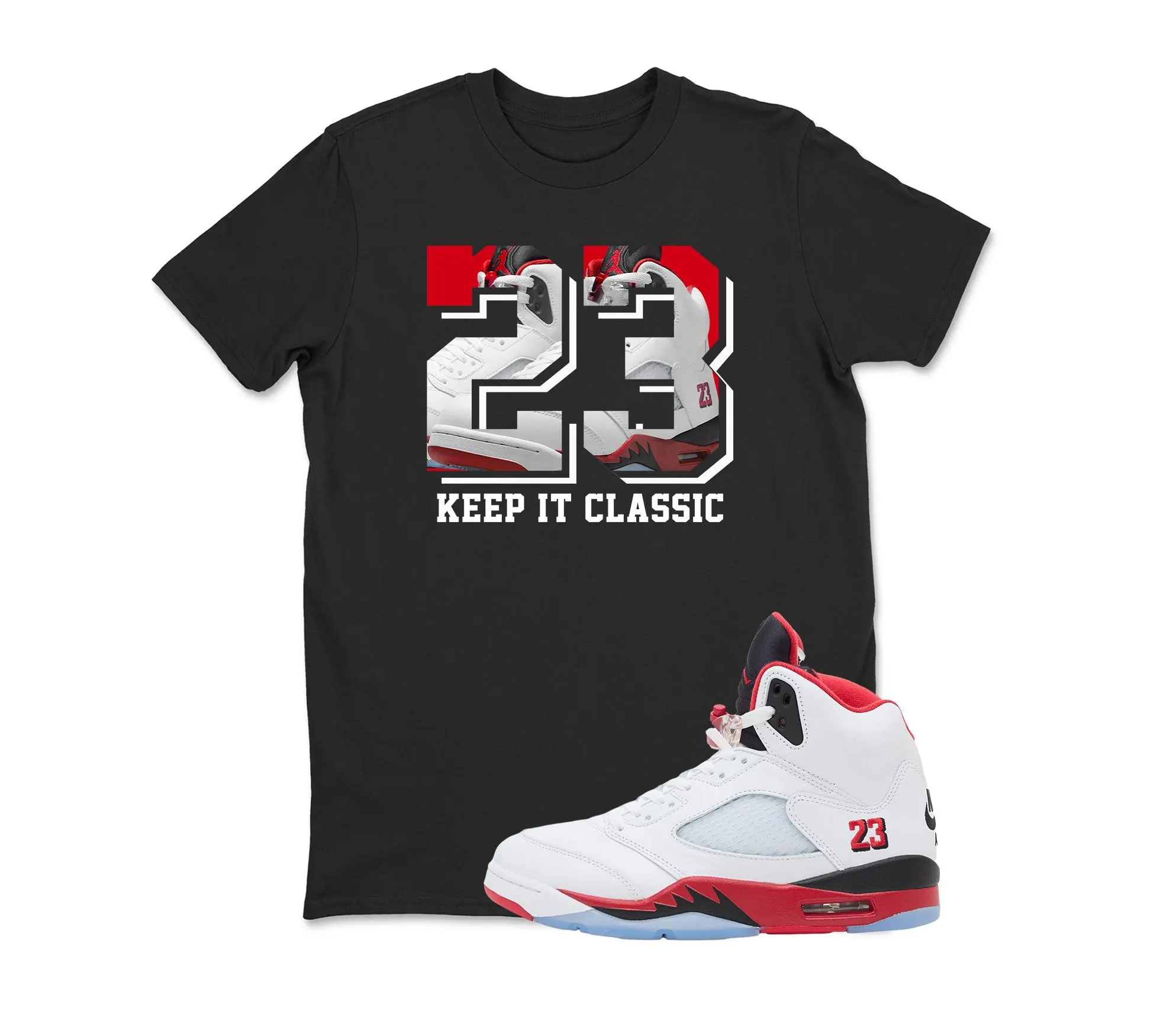 Sneaker Shirt White to Match Jordan 5 Fire Red, Retro 5 Sneaker Match Tee, Sneakerhead Outfit Shirt