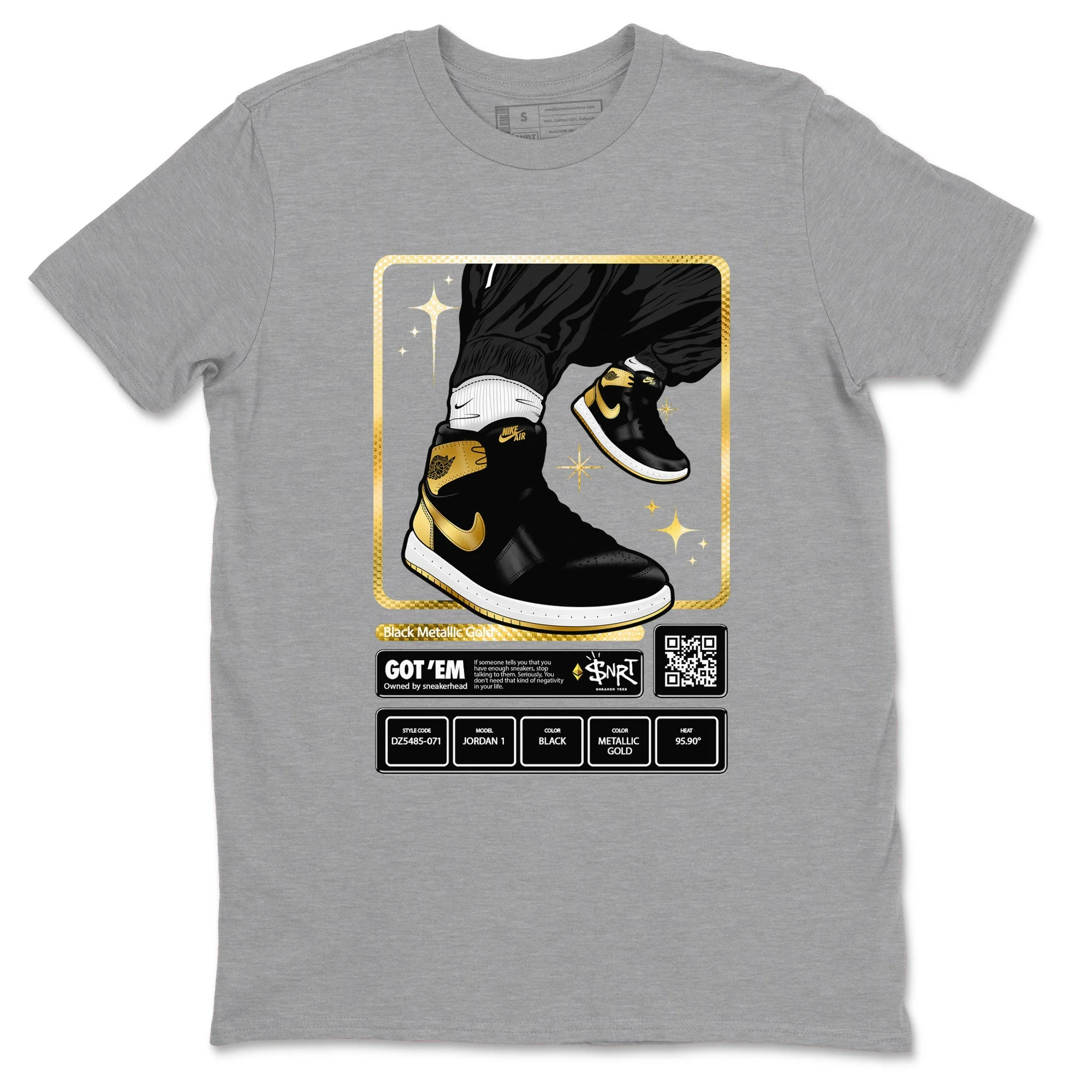 Sneaker Trading Card Sneaker Tees - Air Jordan 1 Black Metallic Gold