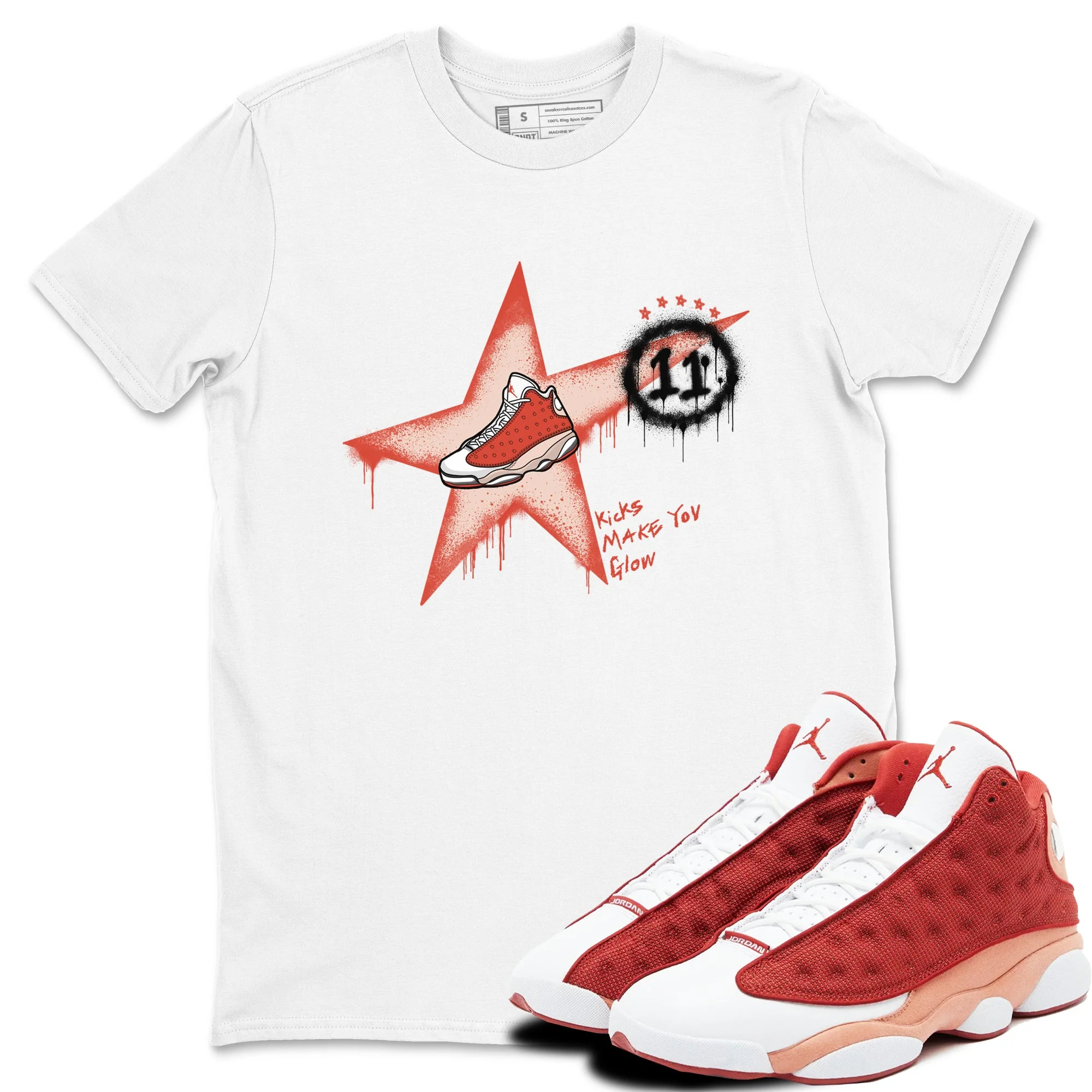 Kicks Make You Glow Sneaker Tees - Air Jordan 13 Dune Red