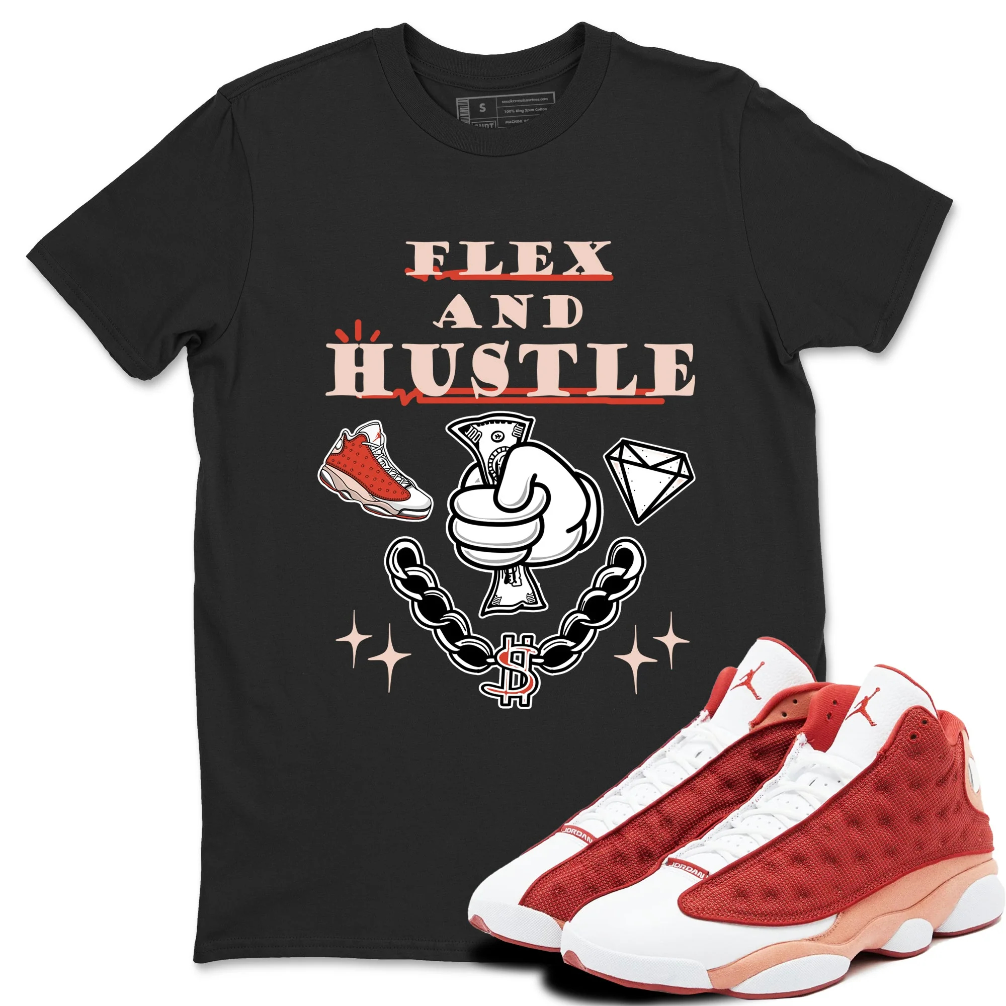 Flex And Hustle Sneaker Tees - Air Jordan 13 Dune Red