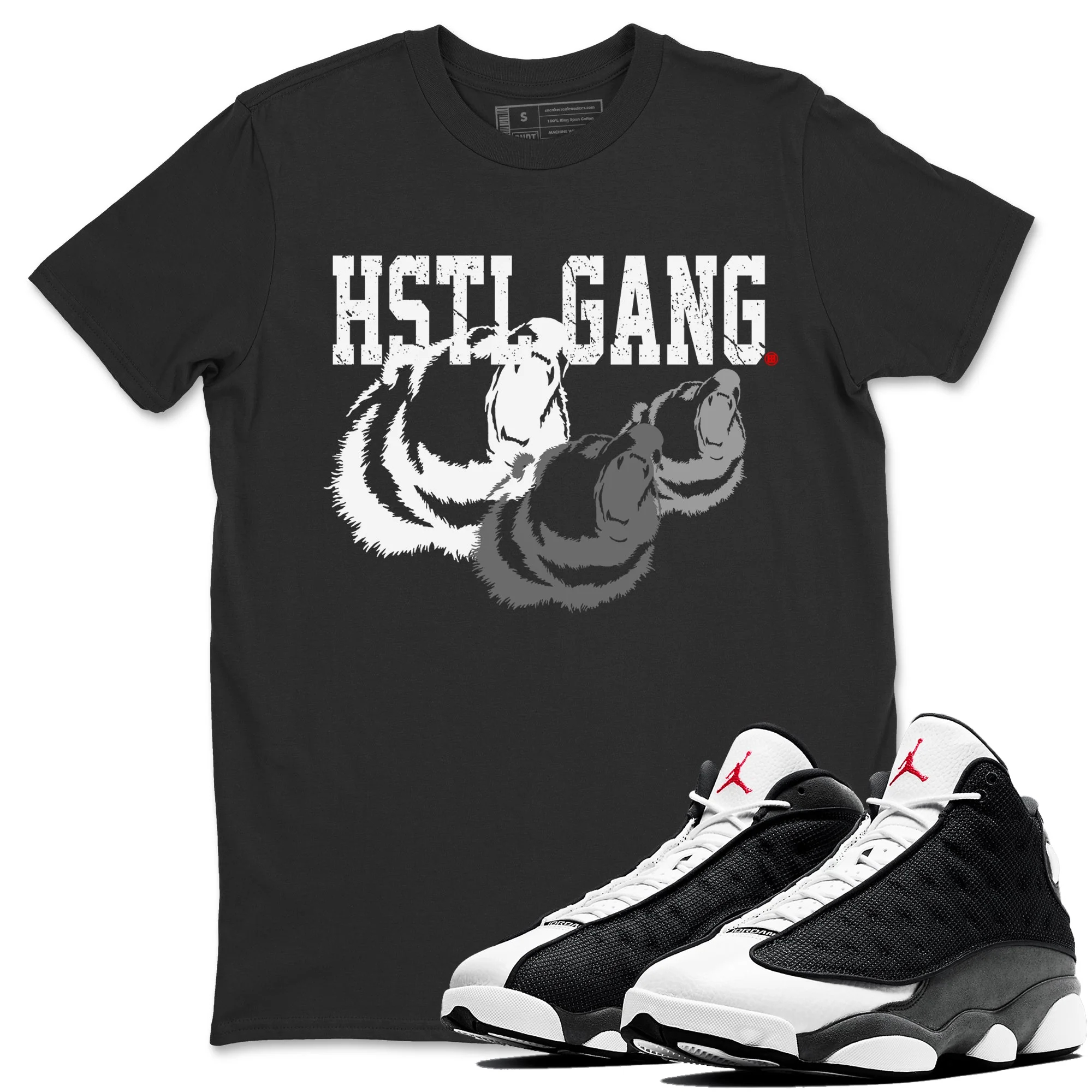 Hustle Gang Unisex Tops - Air Jordan 13 Black Flint