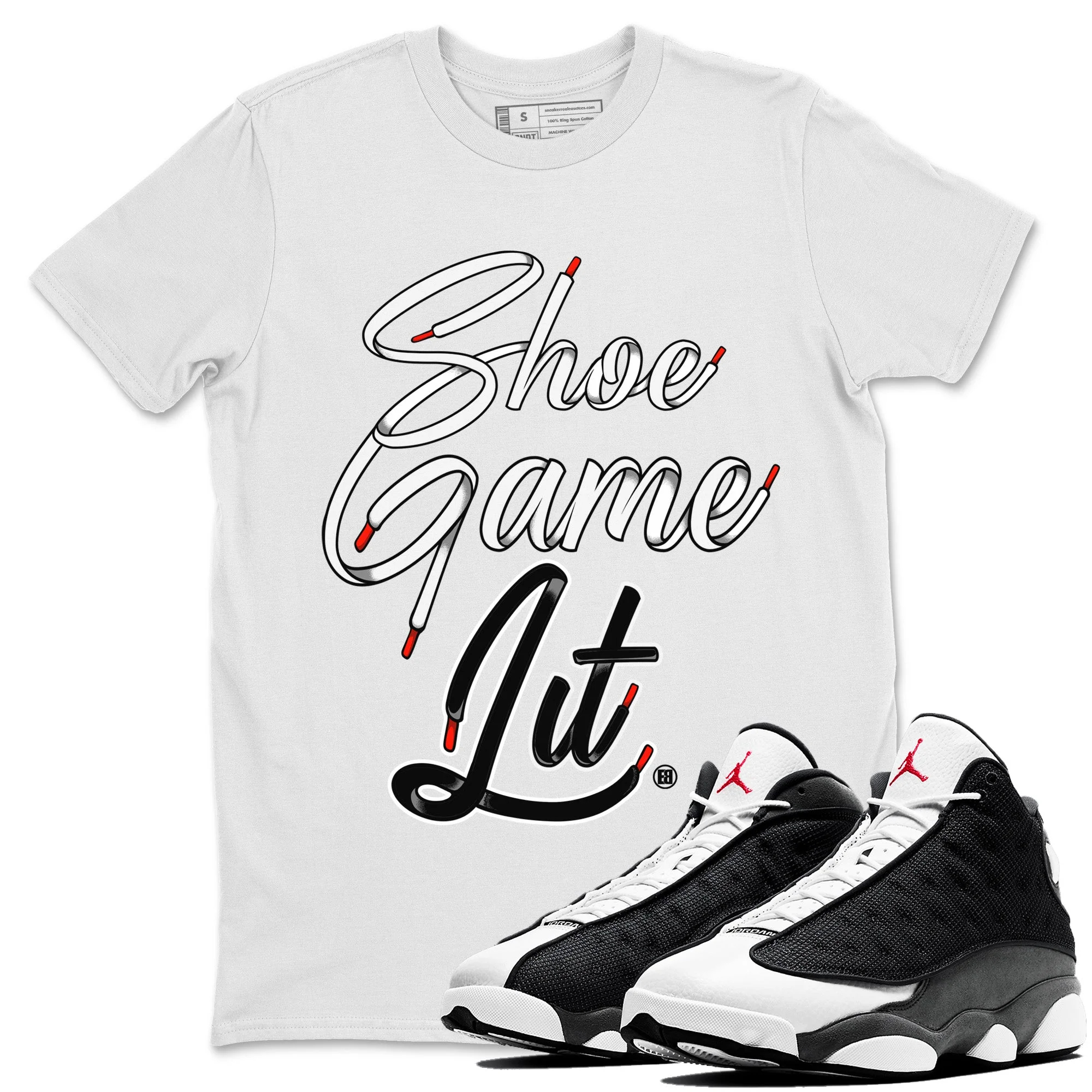 Shoe Game Lit Shoe Lace Unisex Tops - Air Jordan 13 Black Flint