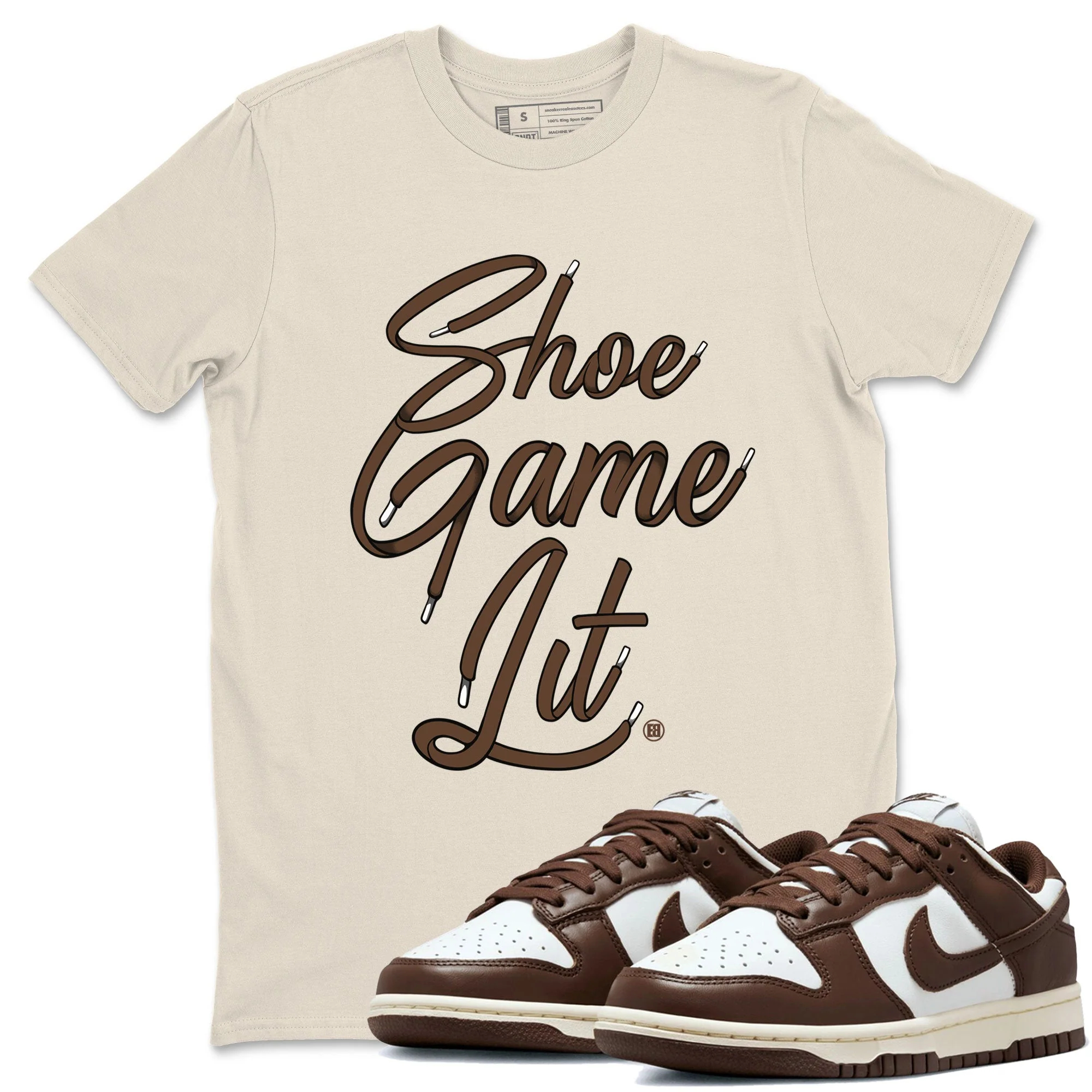 Shoe Game Lit Shoe Lace Sneaker Tee - Dunk Cacao Wow