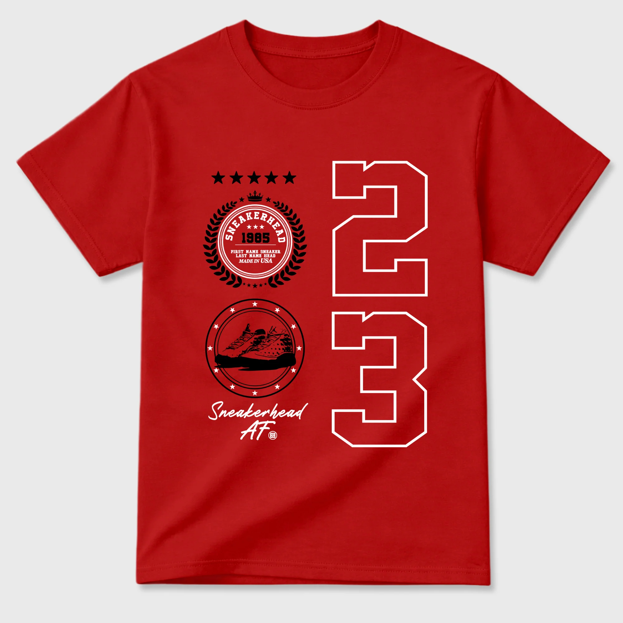 Sneaker Emblem Sneaker Tees - Air Jordan 13 University Red