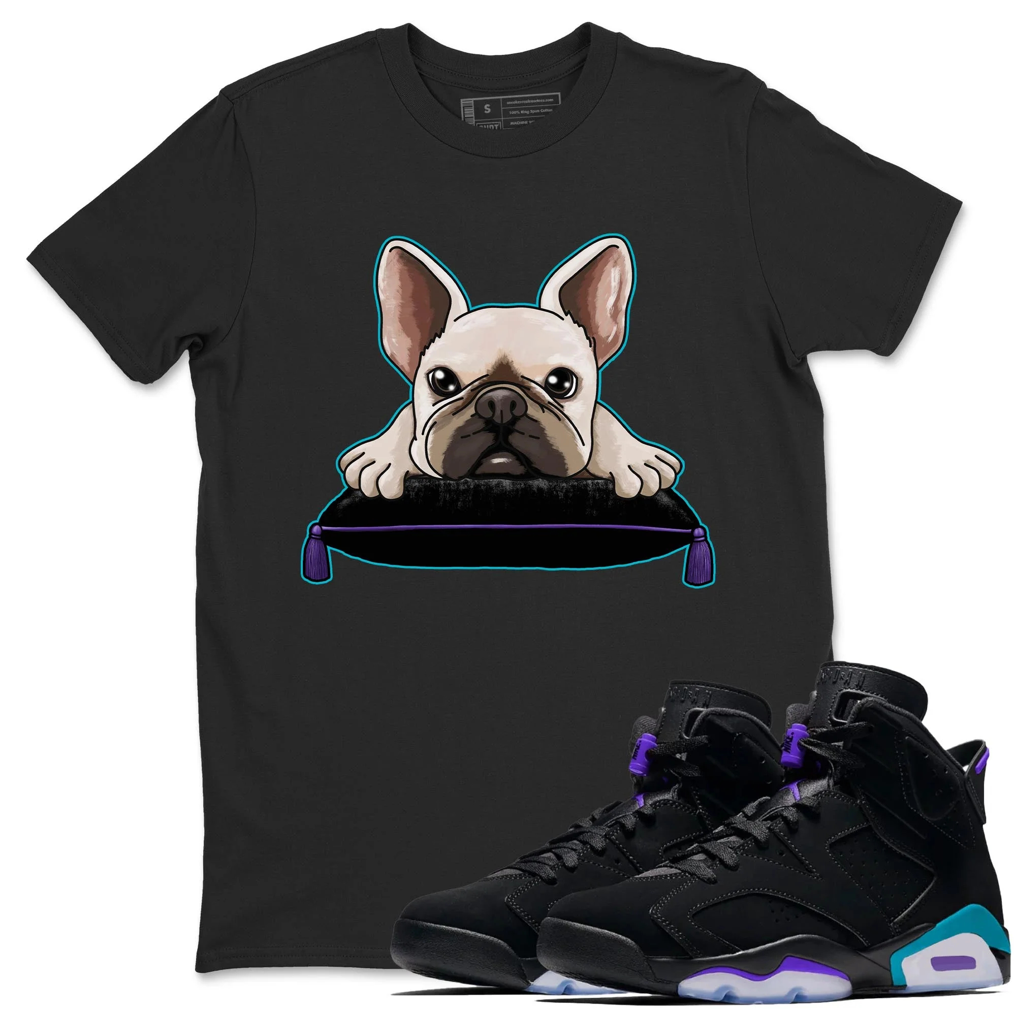 French Bulldog Sneaker Tee - Air Jordan 6 Aqua