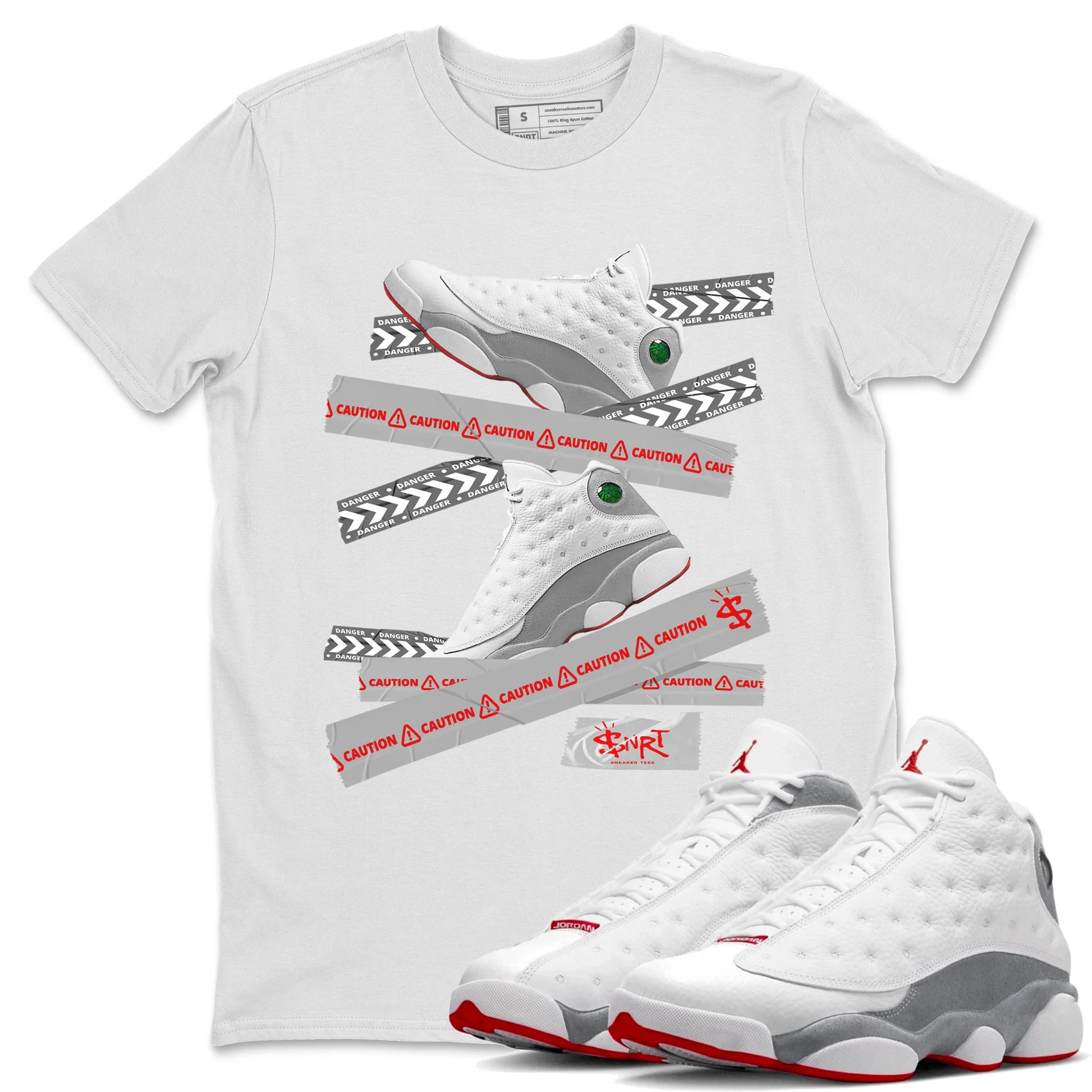Caution Tape Unisex Tops - Air Jordan 13 Wolf Grey